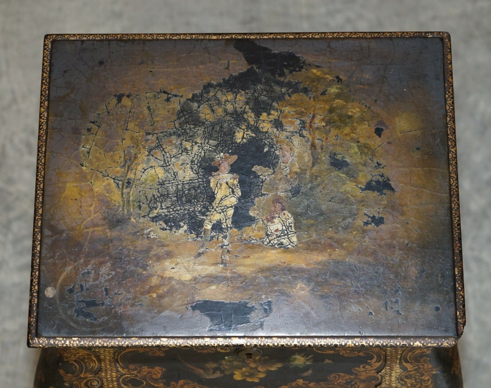 Georgian Antique Circa 1800 George III Chinese Lacquer & Gold Gilt Work Table photo buy