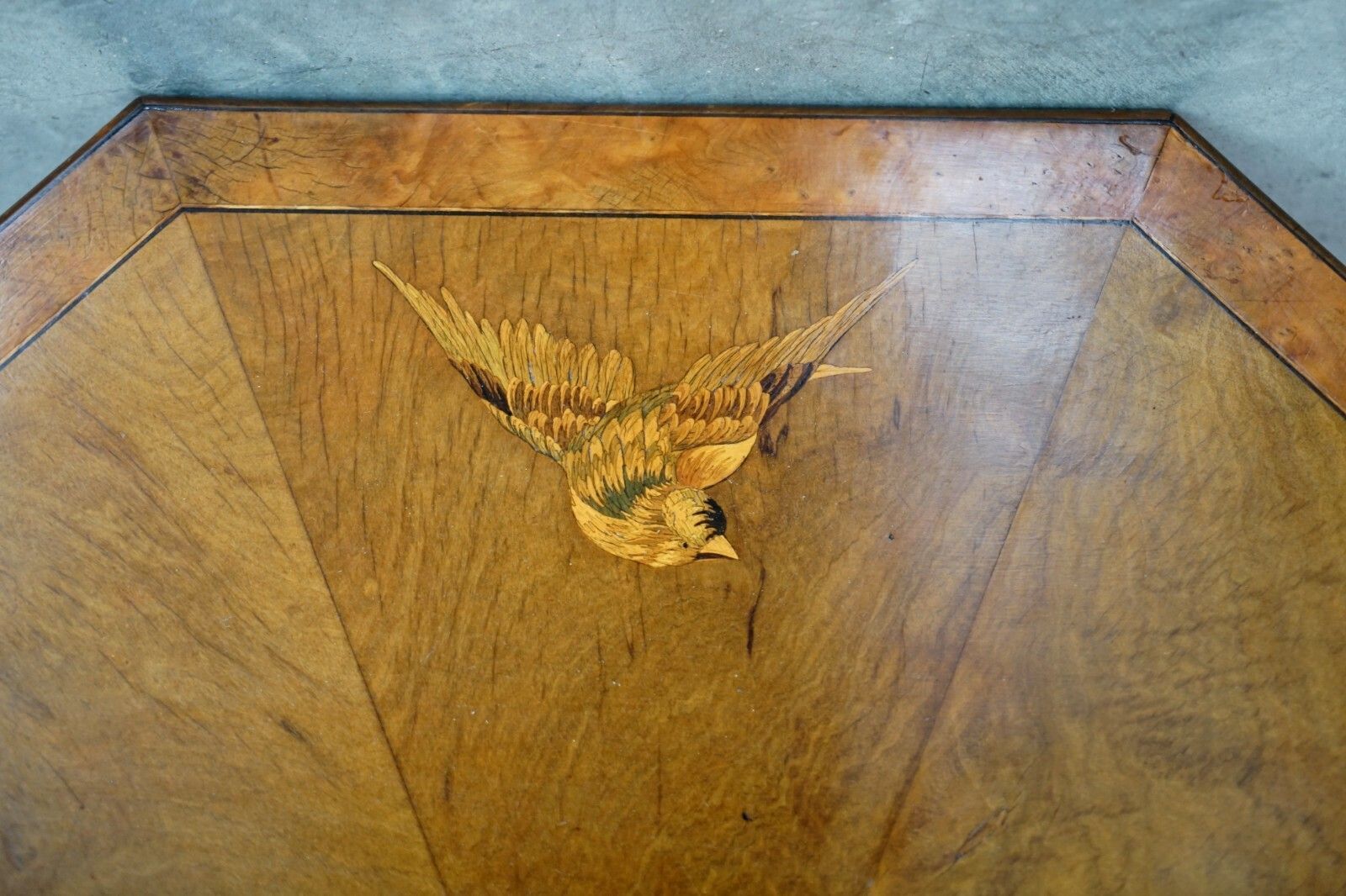 Fully Restored Sublime Antique Marquetry Inlaid Bird Occasional Side Lamp Table photo buy