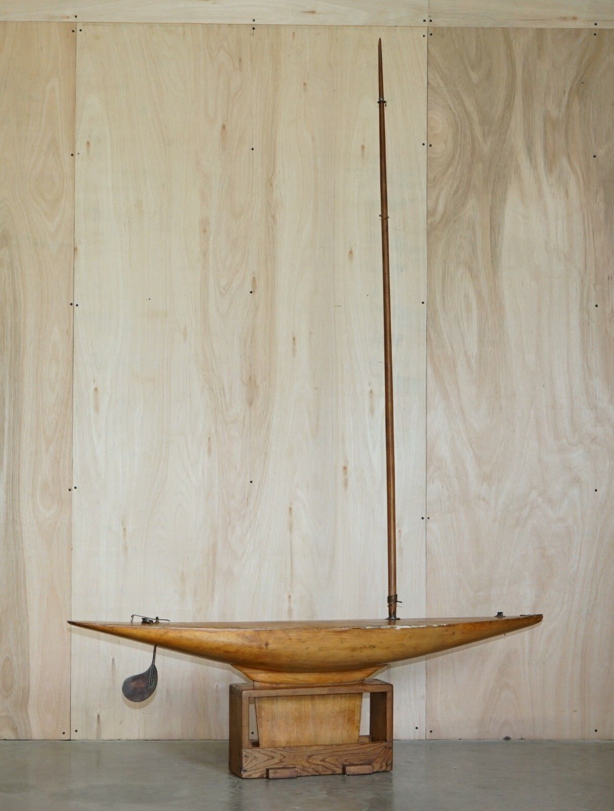 Large Antique Victorian Hand Made In England Pond Yacht With Original Oak Stand photo furniture