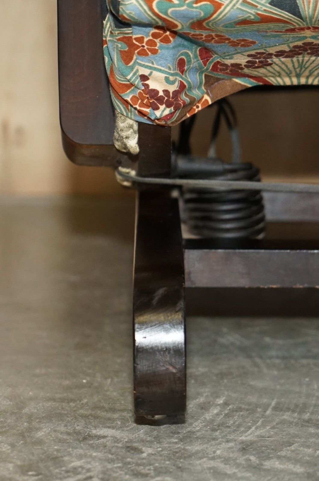 photo furniture Vintage Circa 1930's English Oak Rocking Armchair With Liberty's London Ianthe