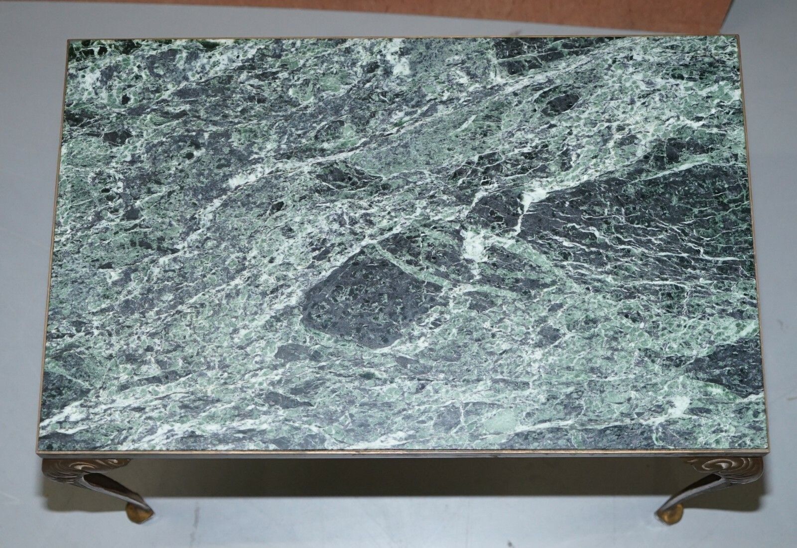 Furniture Pair Of Circa 1900 Green Marble Top Occasion Side Tables With Bronzed Frames photo