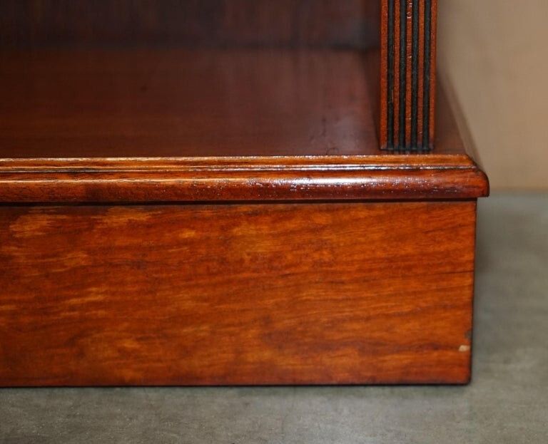 Furniture Vintage Burr Yew Wood Dwarf Open Bookcase Or Sideboard Three Large Drawers photo