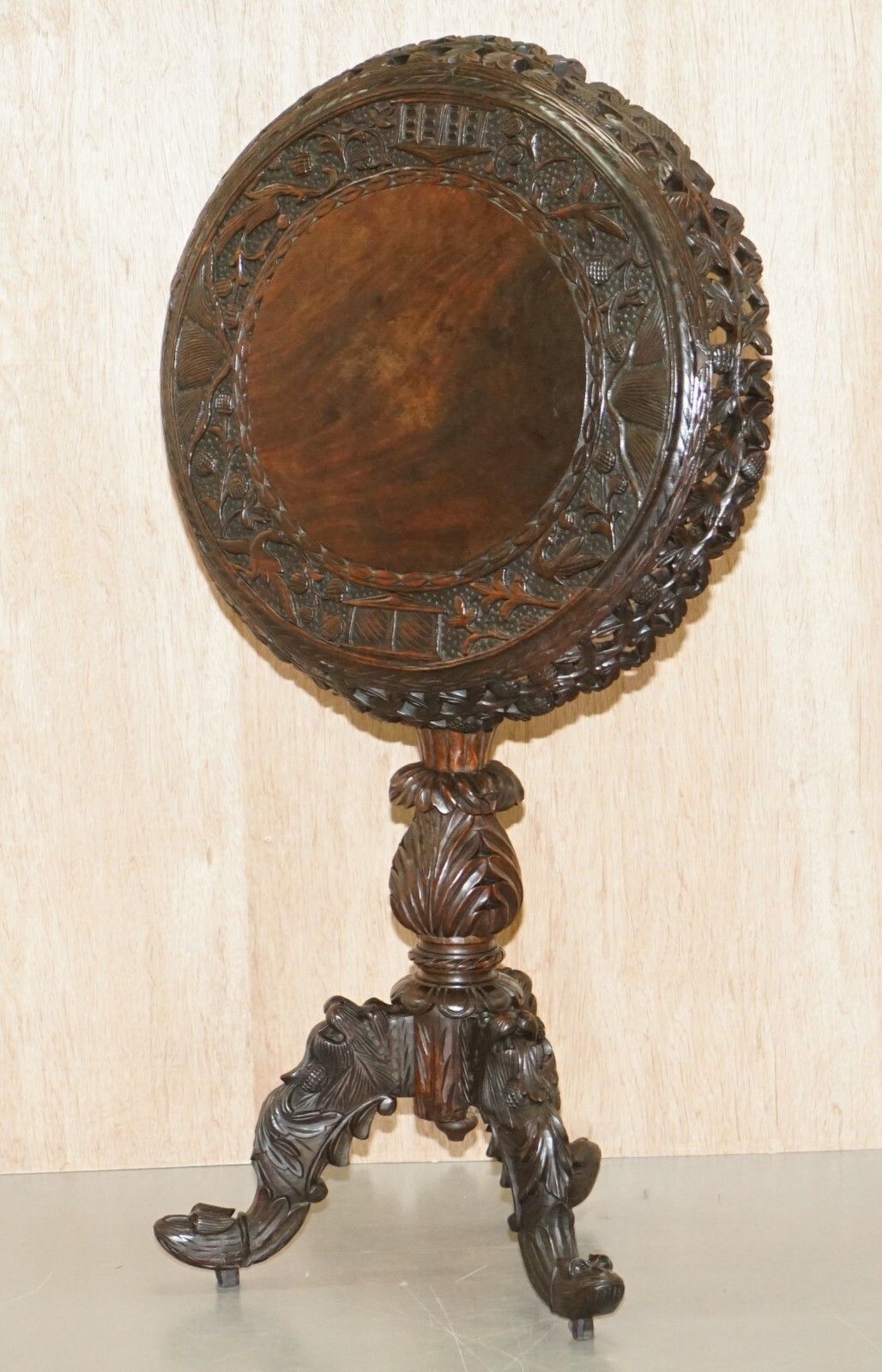 photo for sale Burmese Circa 1880 Anglo Indian Rosewood Tilt Top Centre Occasional Side Table