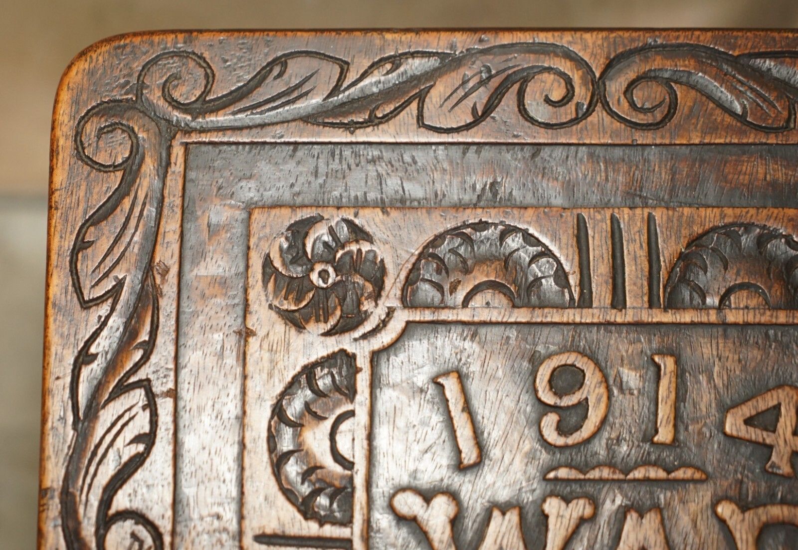 Hand Carved 1914 1919 Wwi Side Table Must See Pictures One Of A Kind Piece photo buy