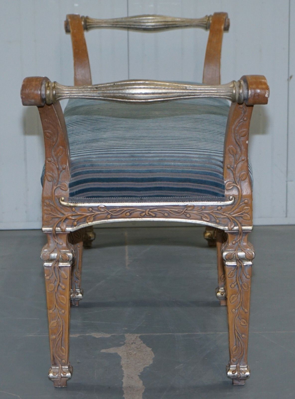 photo for sale Lovely 18th Century Style Polychrome Painted Window Seat Ornate Floral Carvings