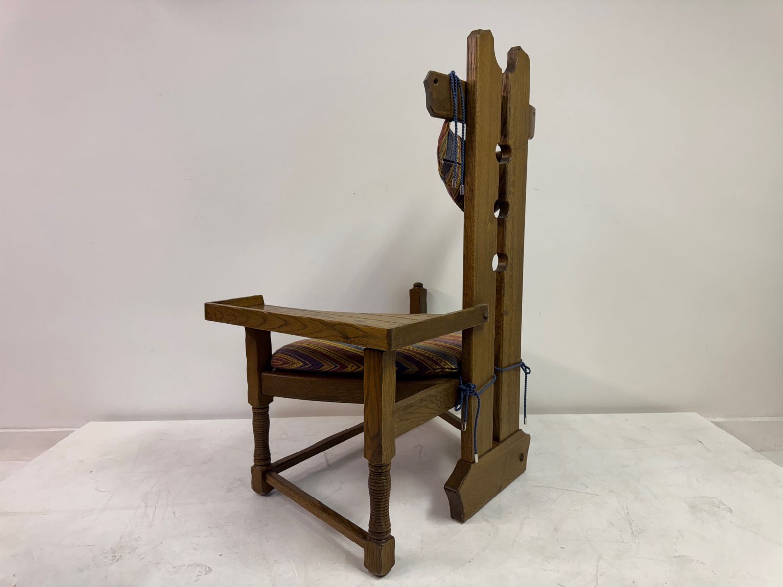 895.0 Belgian Oak Armchair With Integrated Side Rest, 1960s photo