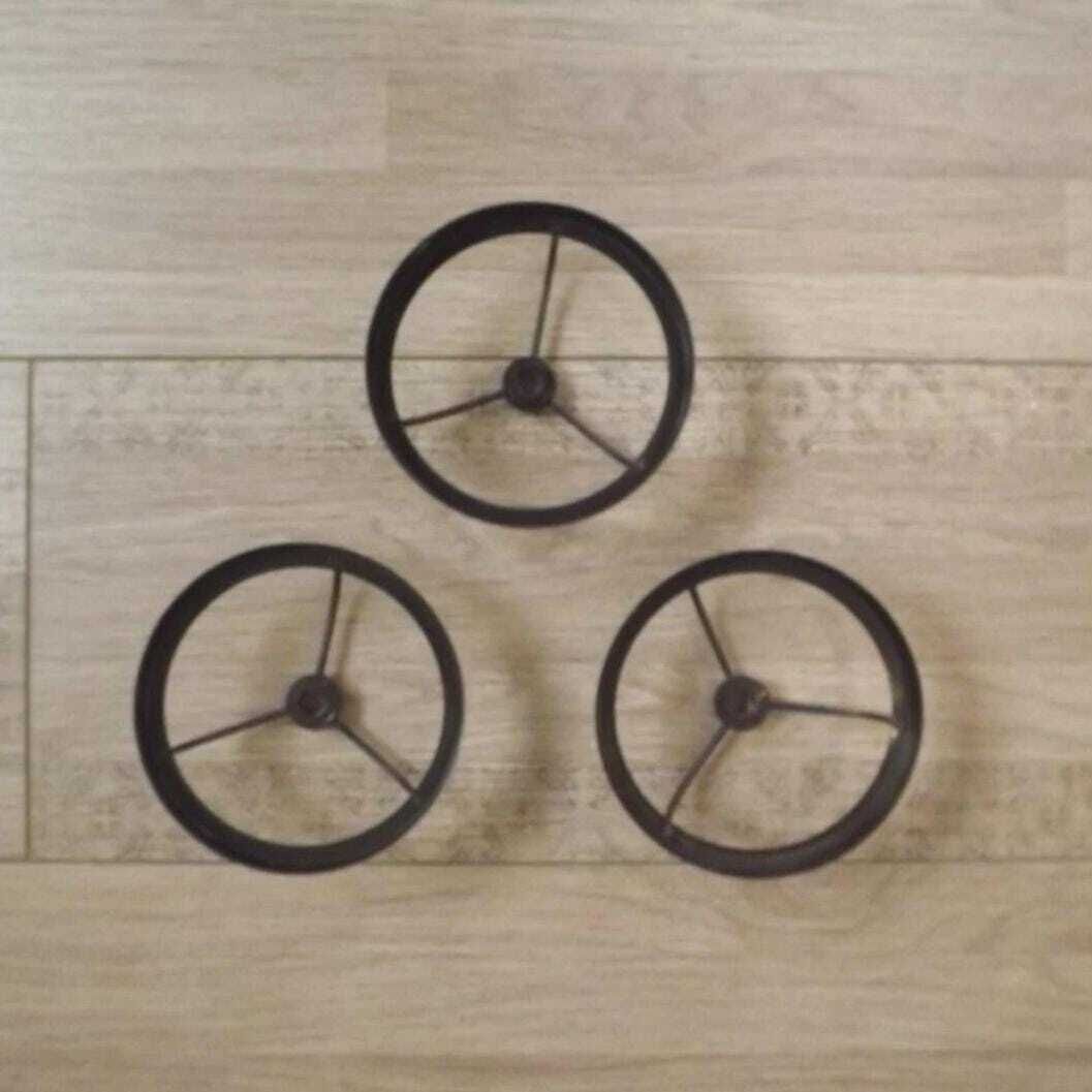 Lot de 3 supports d'abat-jour style lanterne en métal à effet vieilli, pièces d'éclairage vintage pour restauration. photo Luminaires