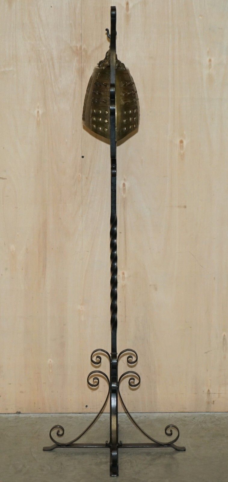 photo for sale Antique Circa 1920 Chinese Export Floor Standing Bell With Wrought Iron Stand