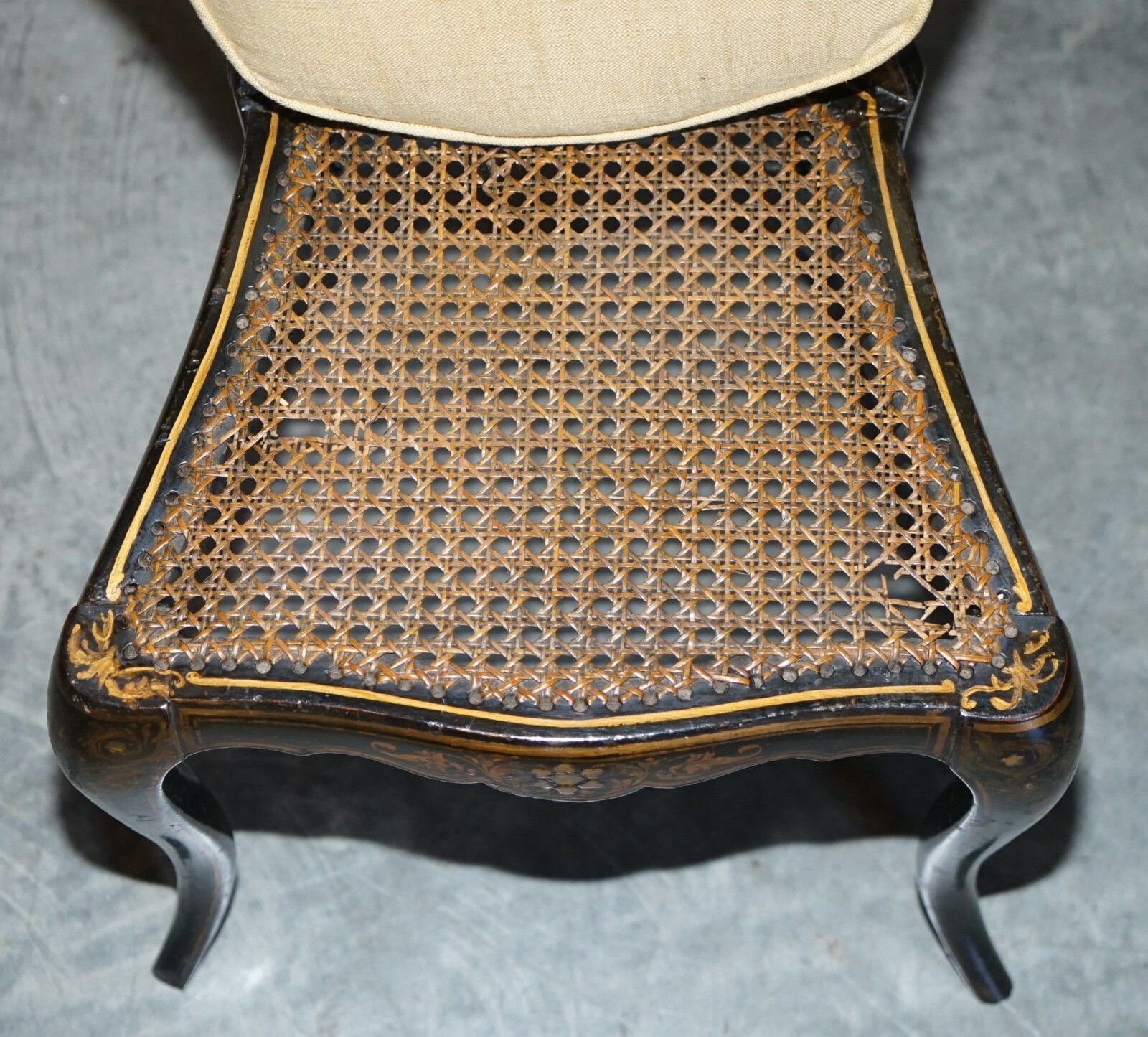 Stamped Circa 1815 Jennens & Bettridge Ebonsied Mother Of Pearl Regency Chair photo buy