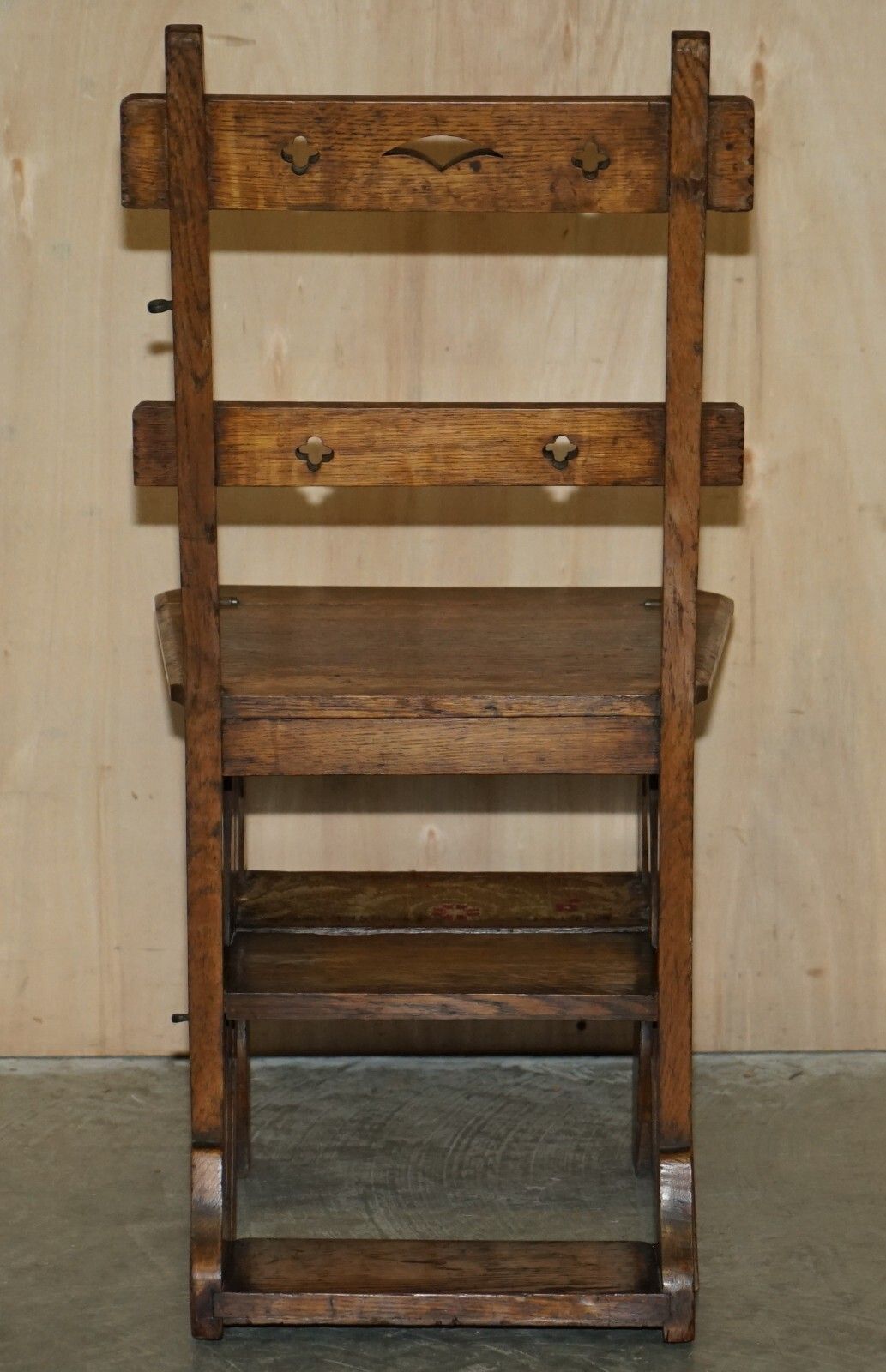 photo vinterior Antique 1880 Arts & Crafts Metamorphic Library Steps Original Carpet Upholstery