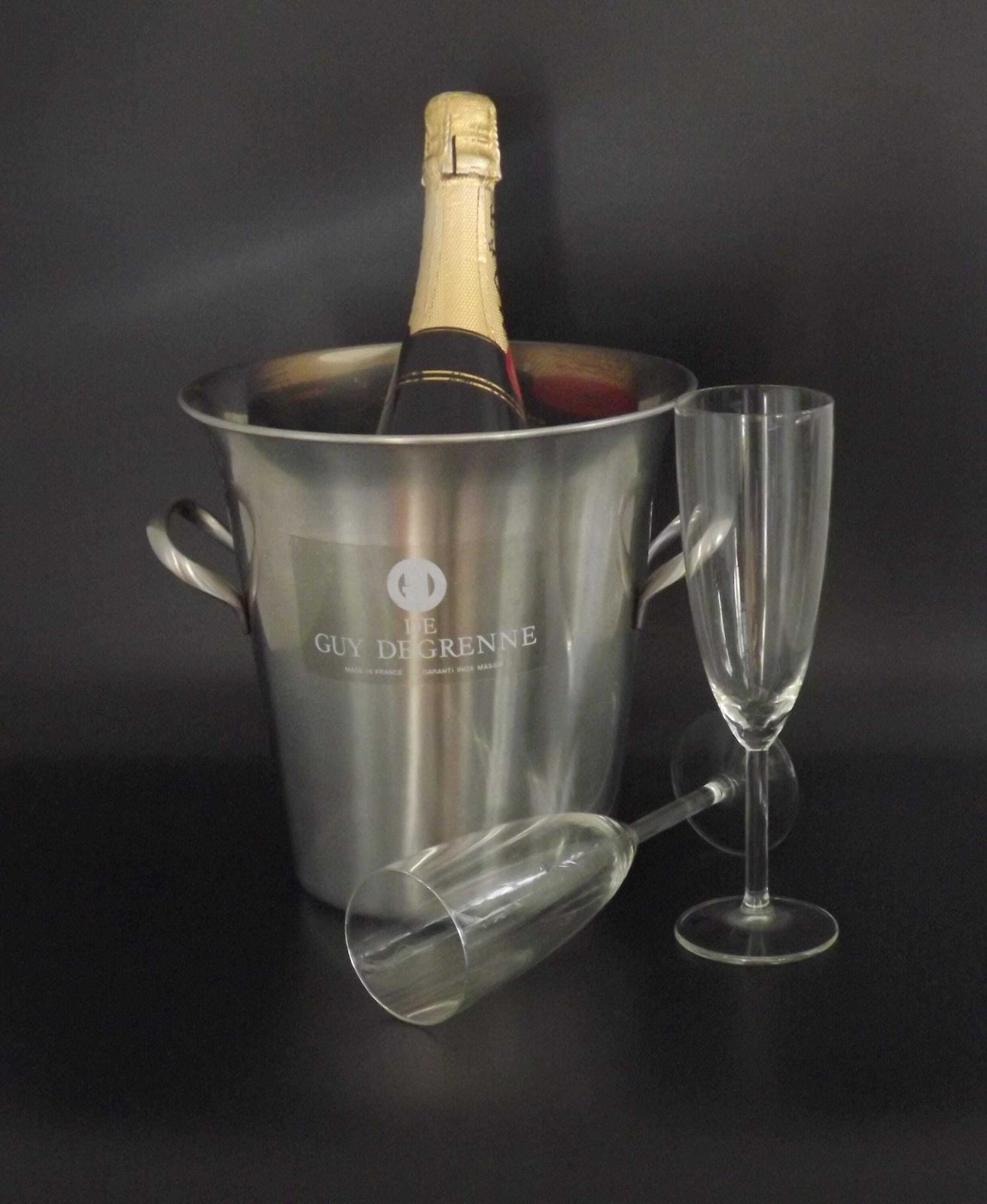 French Vintage Guy Degrenne Silver Inox Champagne Bucket With Fixed Handles   Vintage French Champage Cooler. Ice Bucket. Vintage Barware. photo furniture