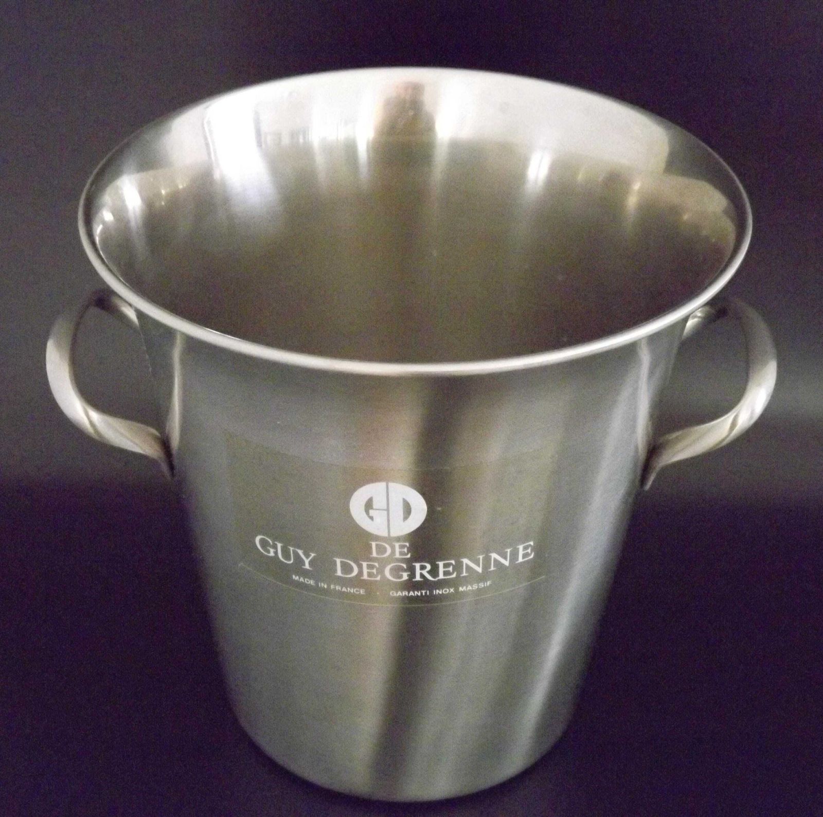 French Vintage Guy Degrenne Silver Inox Champagne Bucket With Fixed Handles   Vintage French Champage Cooler. Ice Bucket. Vintage Barware. photo vinterior