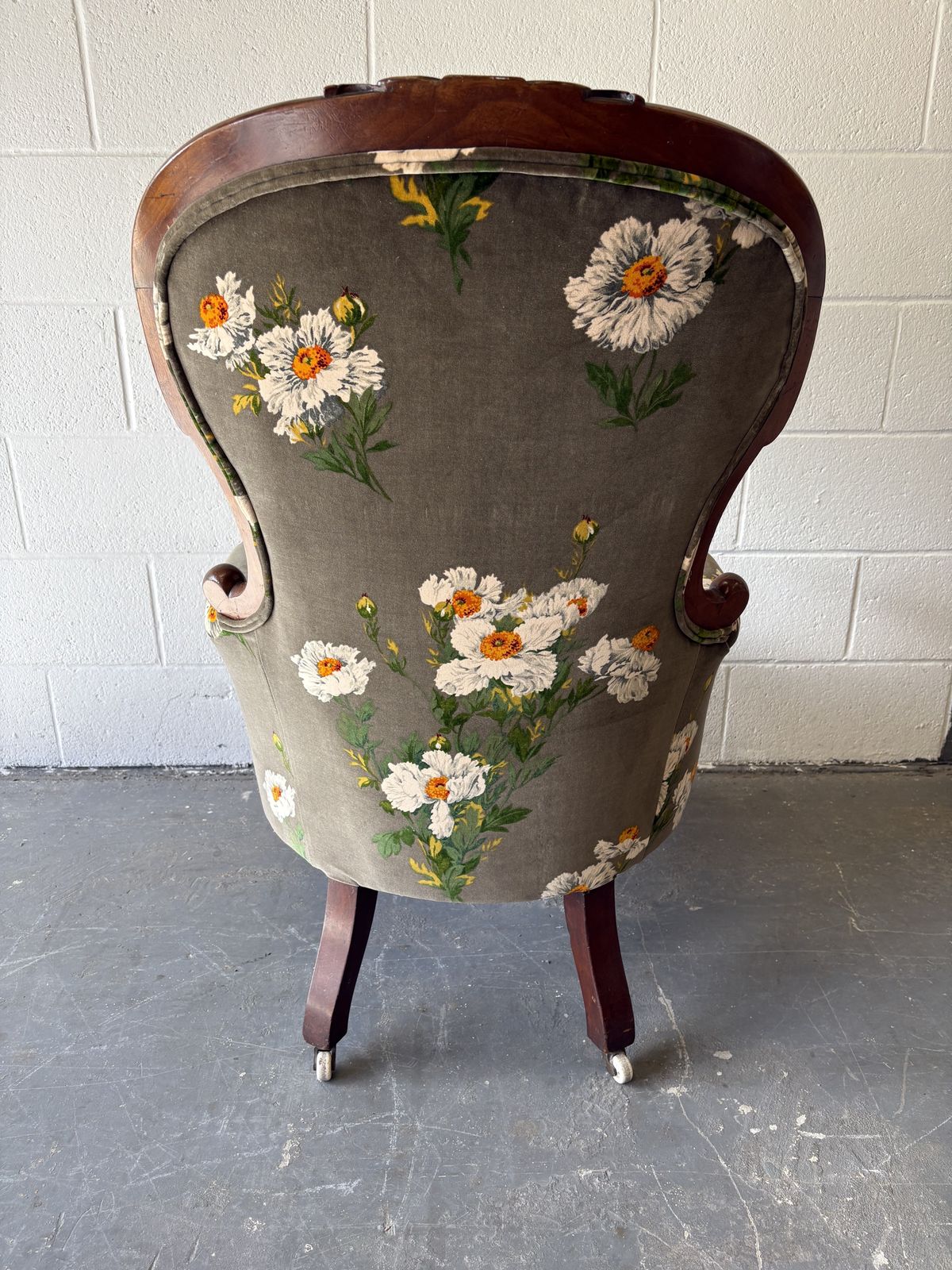 Victorian Mahogany Framed Armchair In Gp & J Baker Icelandic Poppies Velvet photo 650.0