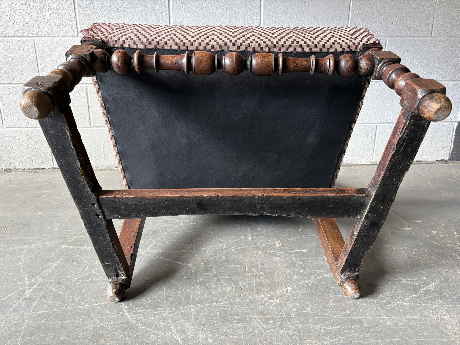 Antique Mahogany Library Chair In Geometic Woven Fabric photo 470.0