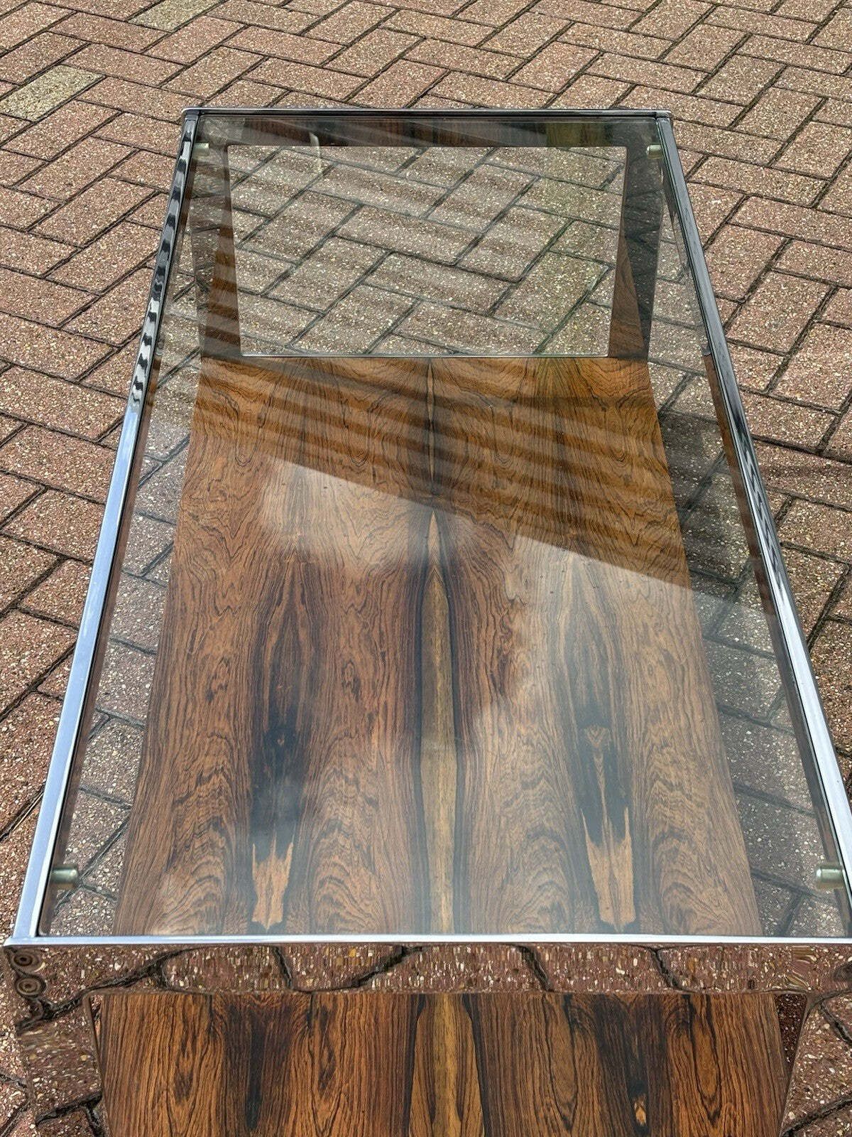 Merrow Associates Mid Century Rosewood, Glass And Chrome Coffee Table photo 1220.0