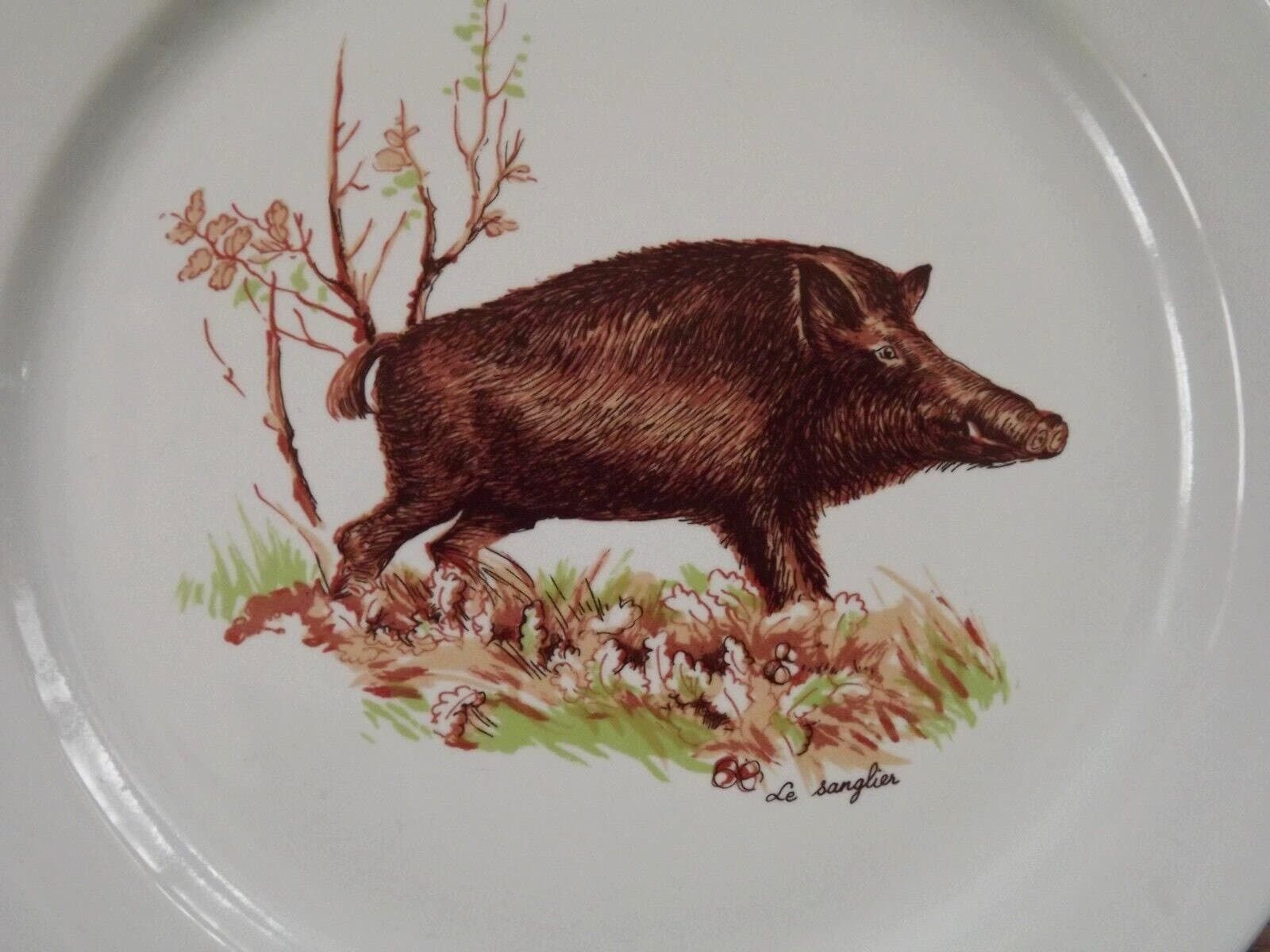 Lot de 6 assiettes plates blanches Henkel à motifs d'animaux et d'oiseaux   Vaisselle vintage. Assiettes à motifs d'animaux et d'oiseaux. Assiettes Henkel. photo buy
