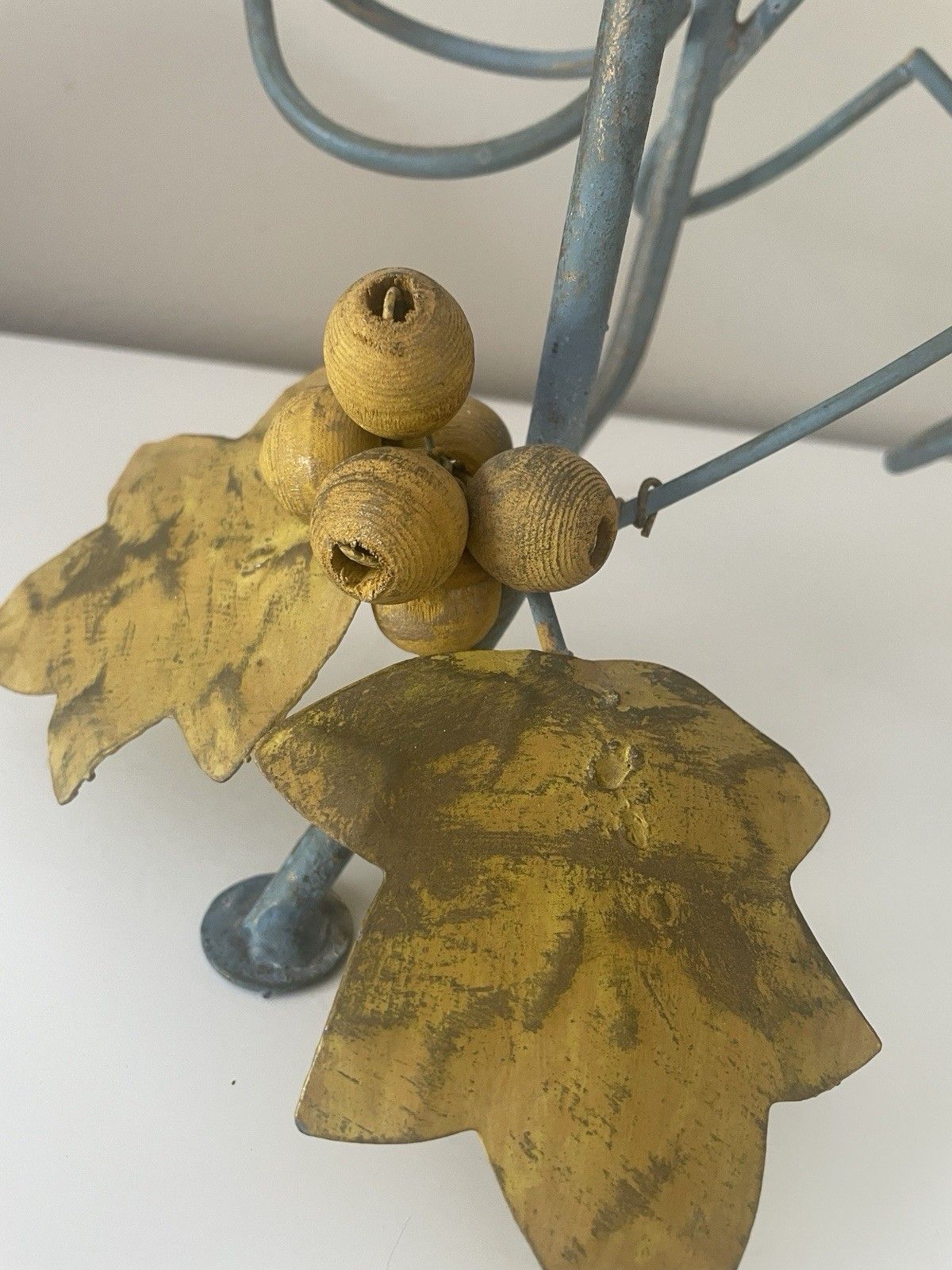 Home Decor Unusual French Vintage Metal Bottle Holder & Candelabra With Vine Leaf Detail photo