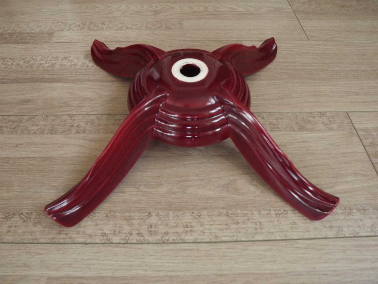 Original Red Art Deco Chandelier Bowl With Arms – For Parts Or Restoration   French Art Deco Lighting. Original Art Deco Chandelier Piece. photo vinterior