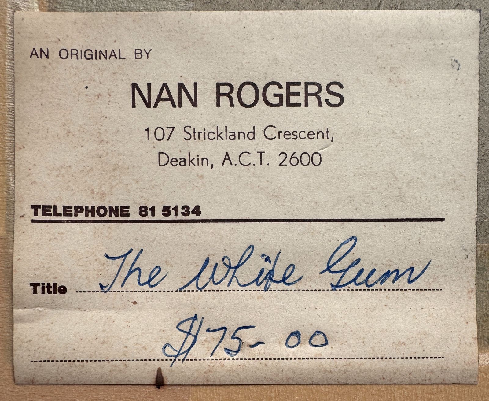The White Gum Australian Oil On Board Painting By Nan Rogers photo for sale