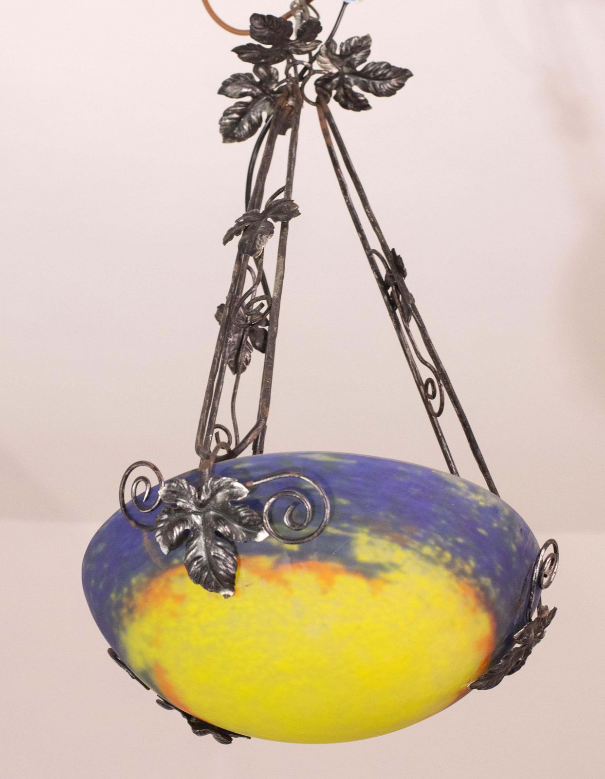 photo furniture Art Deco Yellow Pendant Light By G.V. De Croismare, Muller Frères, France, 1920s