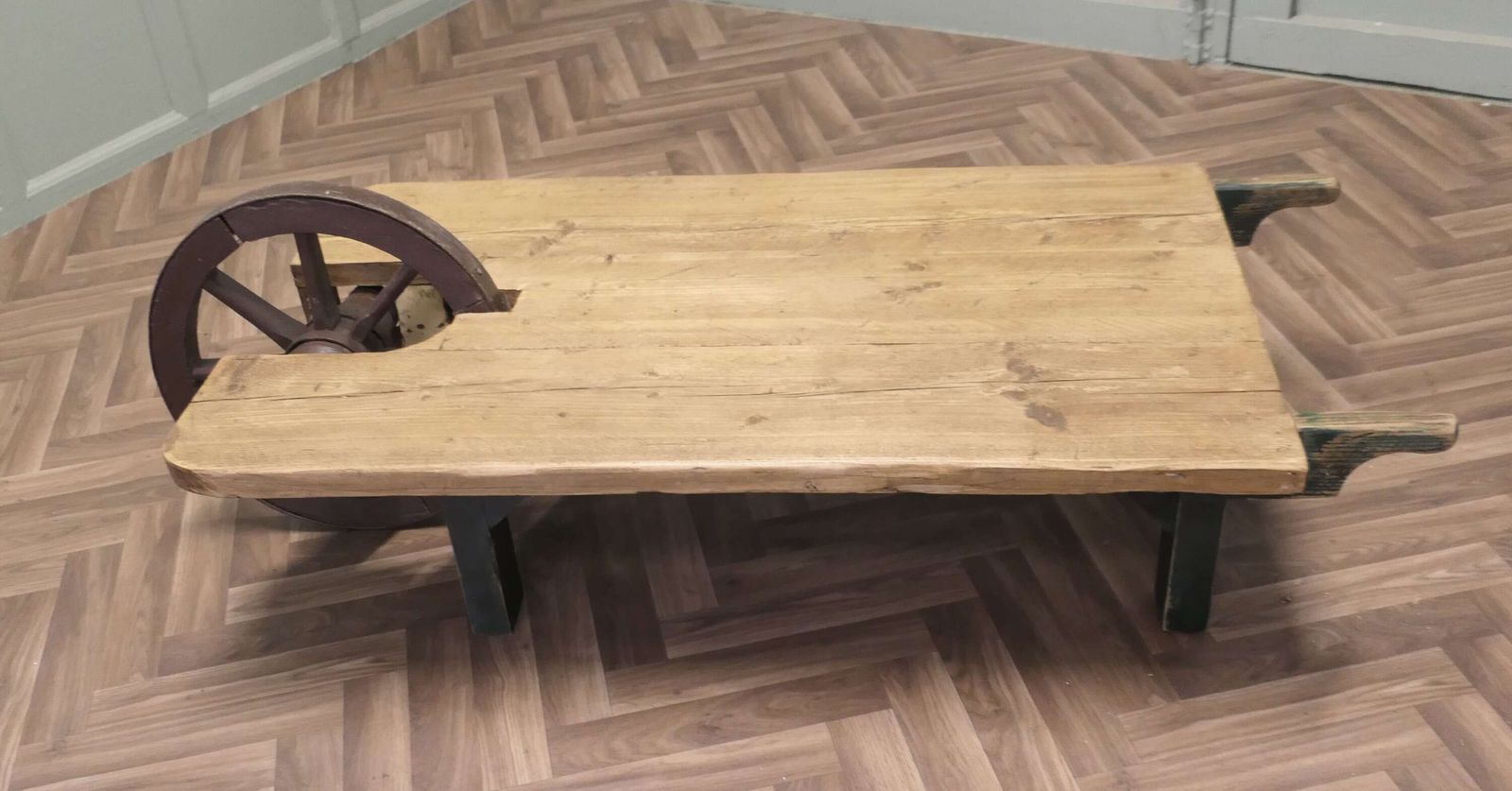 Quirky Designer Coffee Table From A Country Pine Wheelbarrow photo furniture