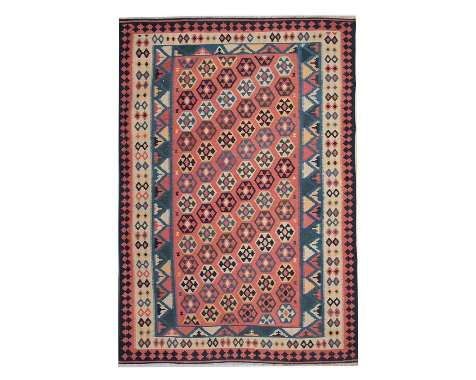 Vintage Kilim Runner Rug, Handmade Flatweave Wool Carpet Zig Zag Design, 300 X 147 Cm