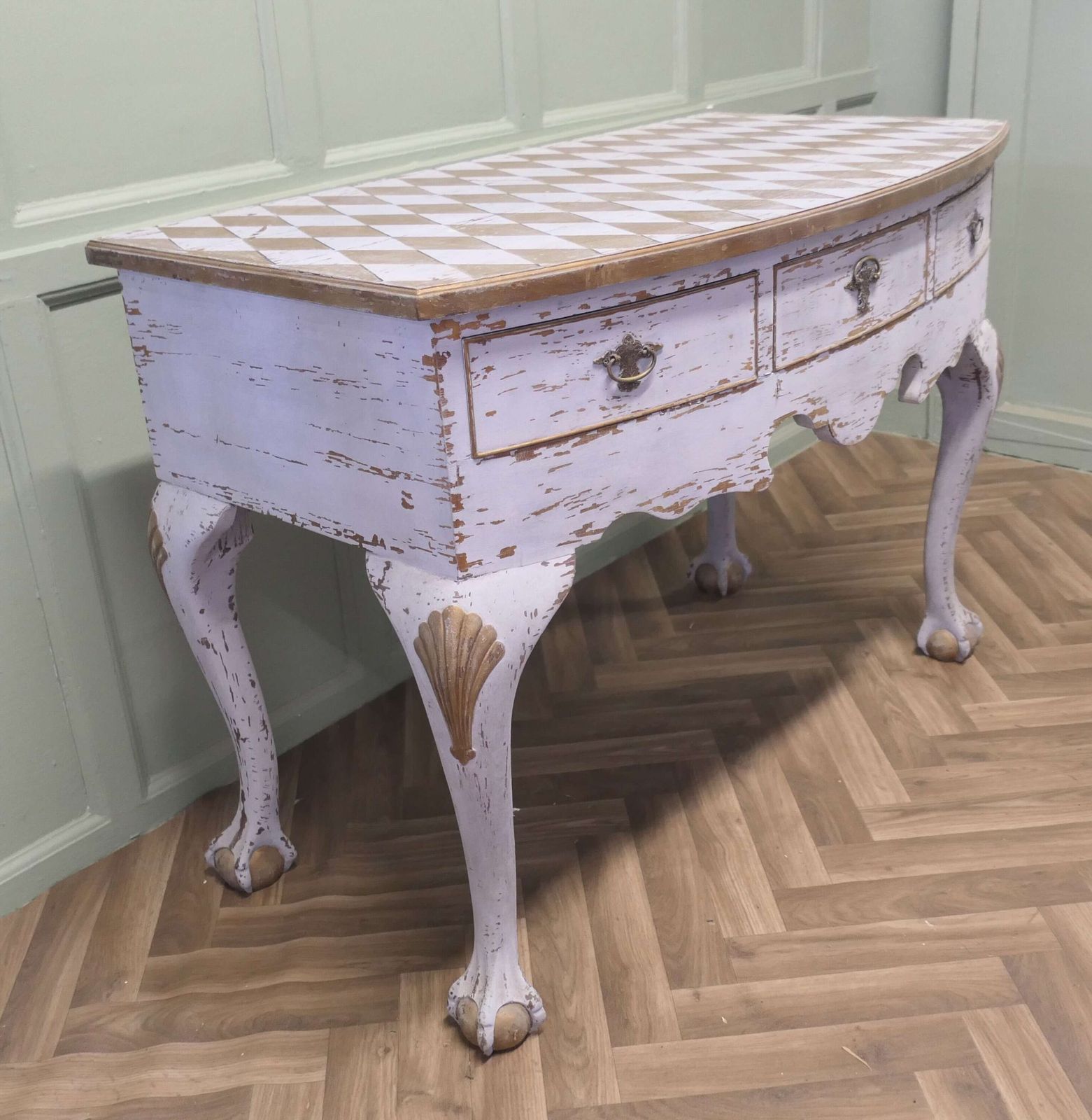 18th Century Baroque Bow Front Painted Console Side Table photo Furniture