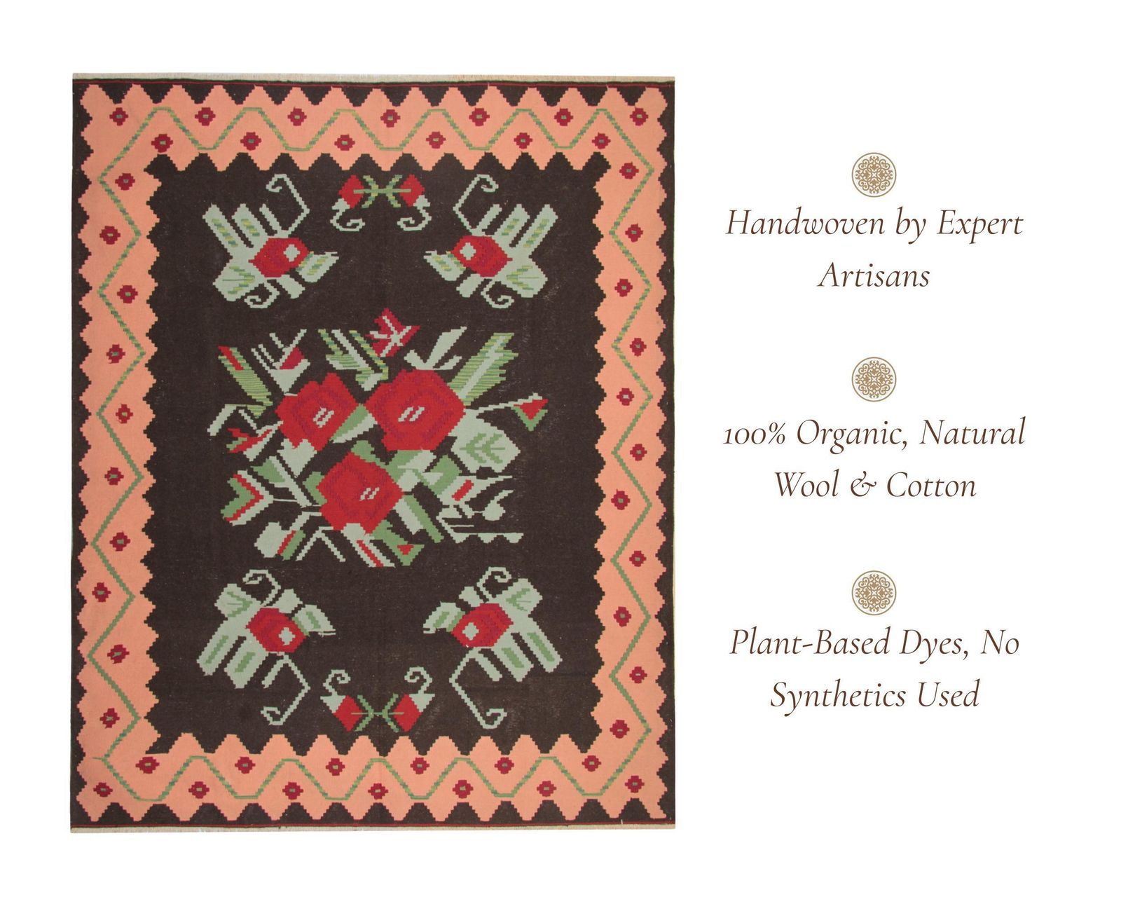 1940s Moldavian Kilim Rug: Large Floral Wool Flatweave, Oriental Folk Art (306x242cm photo vintage
