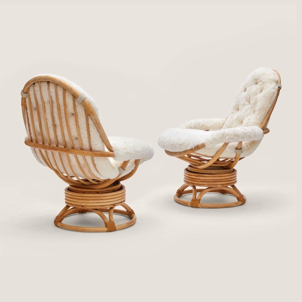 Set Of 5 Bamboo And Rattan Armchairs From The 1950s