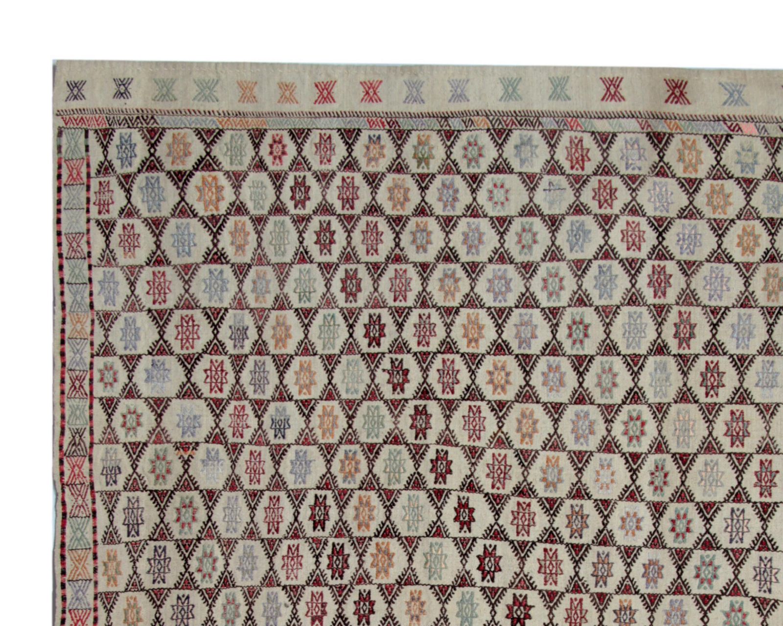 Antique Turkish Kilim Rug: Beige Wool, Zig Zag Tribal Design, 1910s photo for sale