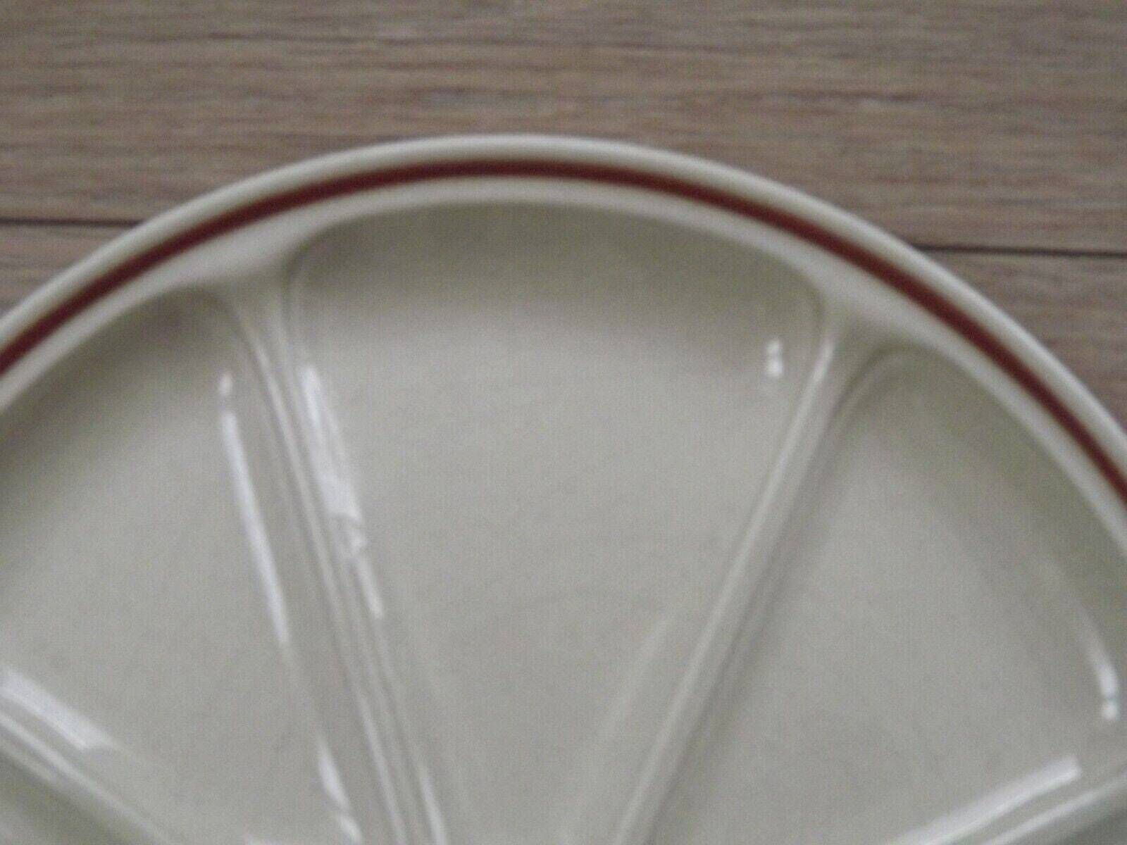 Set Van 6 Vintage Franse Beige Porseleinen Gien Fonduebordenmet 6 Vakken   Frans Vintage Tafelgerei. Gien Fondueborden. Beige En Bruin photo 52.0