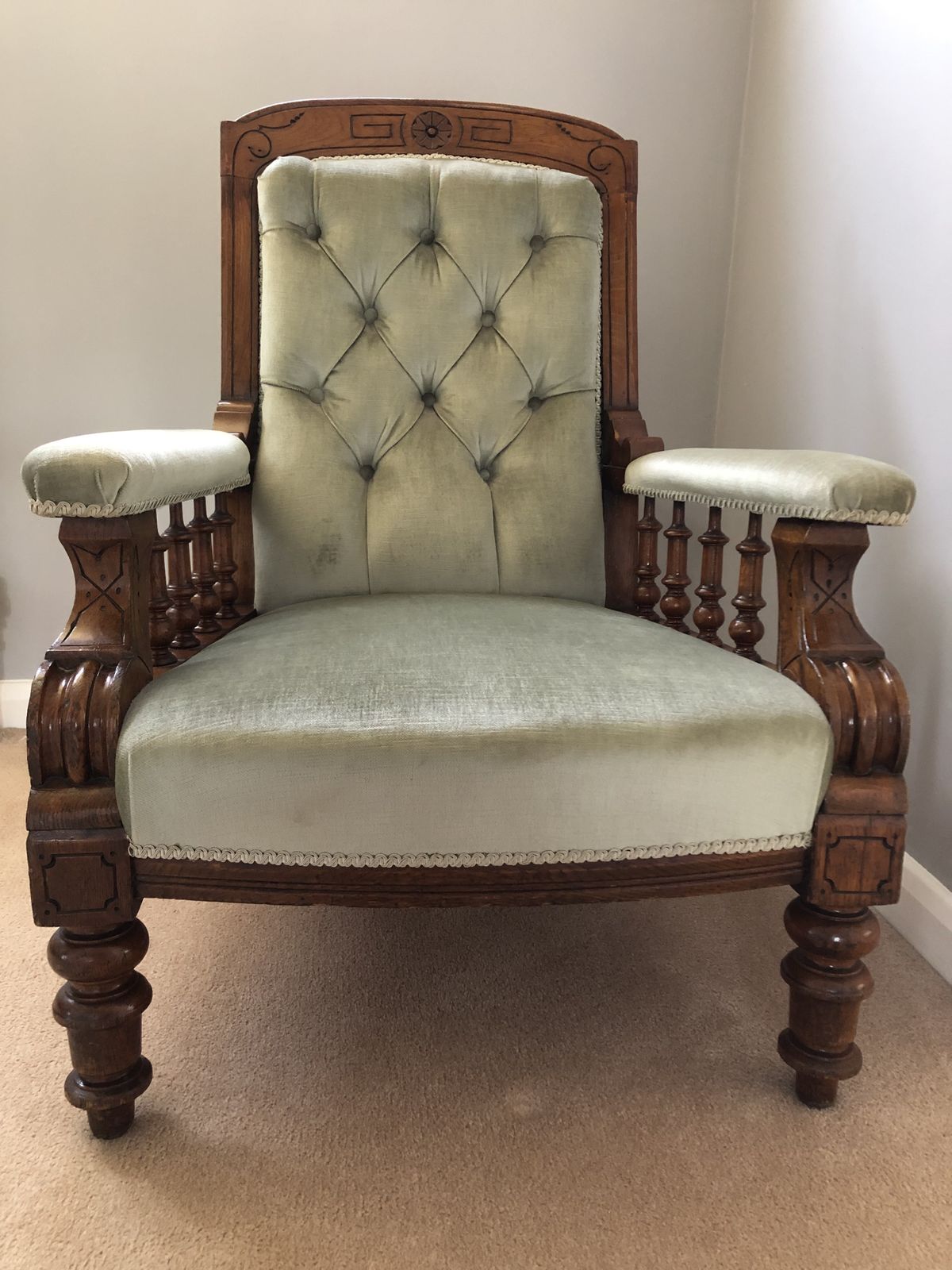 19th Century Green Upholstered Occasional Chair photo vinterior