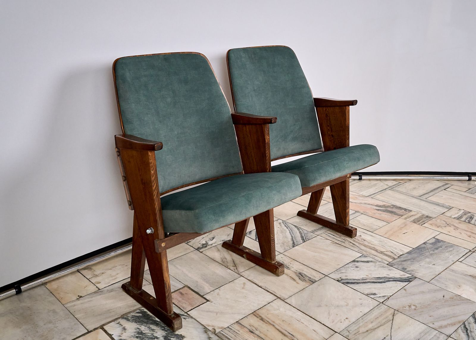 400.0 Folding 2 Seater Cinema Armchairs Czechoslovakia 1970s photo