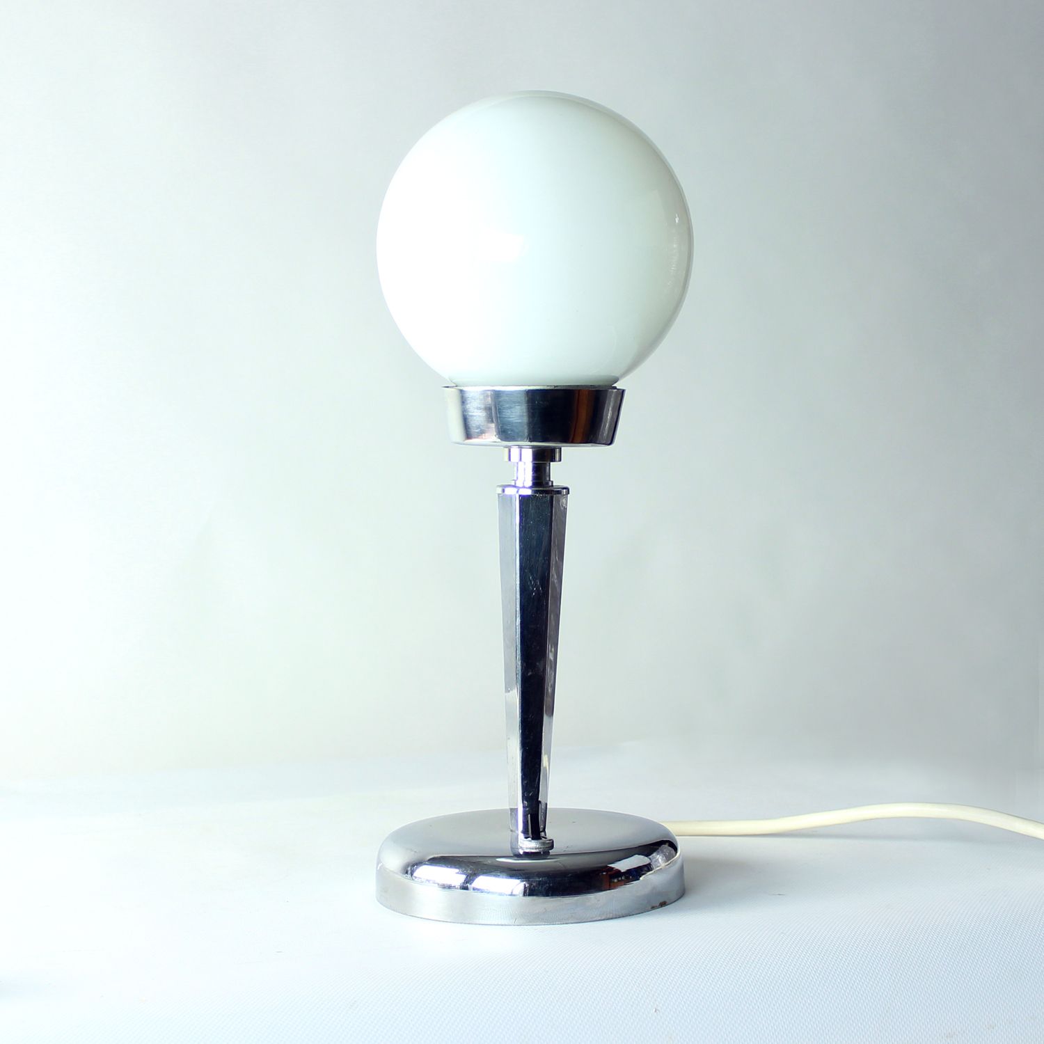 Art Deco Table Lamp In Chrome And Glass, Czechoslovakia 1940s photo Lighting