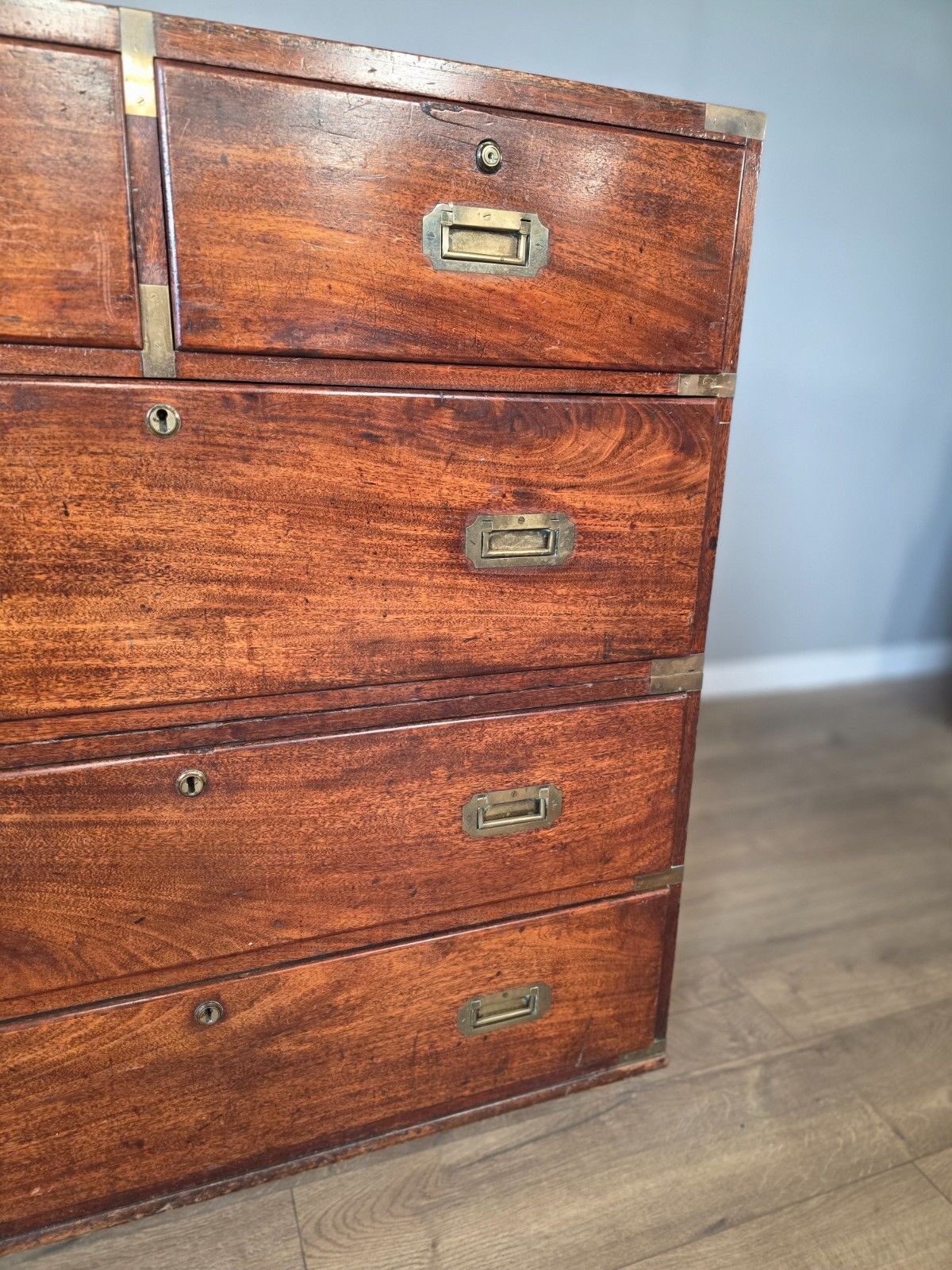 Antique Regency Teak Campaign 1830s Chest photo 2495.0