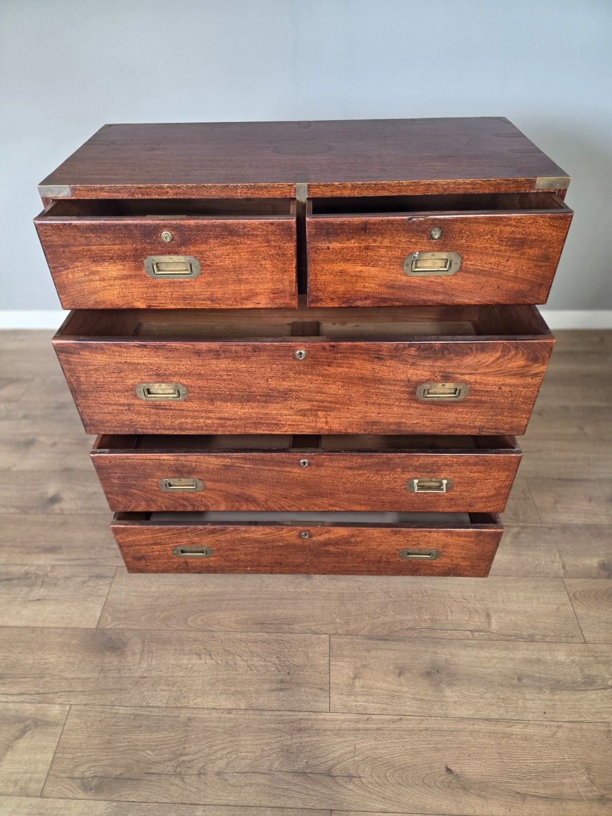 Antique Regency Teak Campaign 1830s Chest photo vinterior