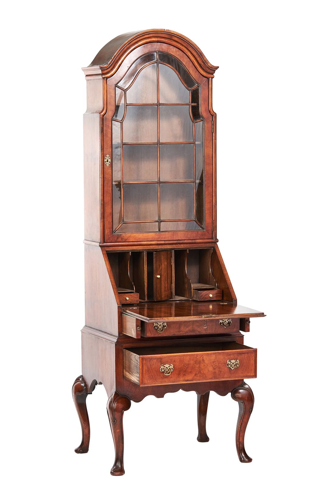 Antique Walnut Queen Anne Revival Bureau Bookcase Circa 1920s photo furniture