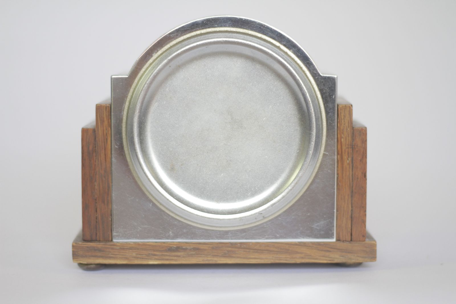 Art Deco Oak & Chrome Mantel Clock photo Home Decor