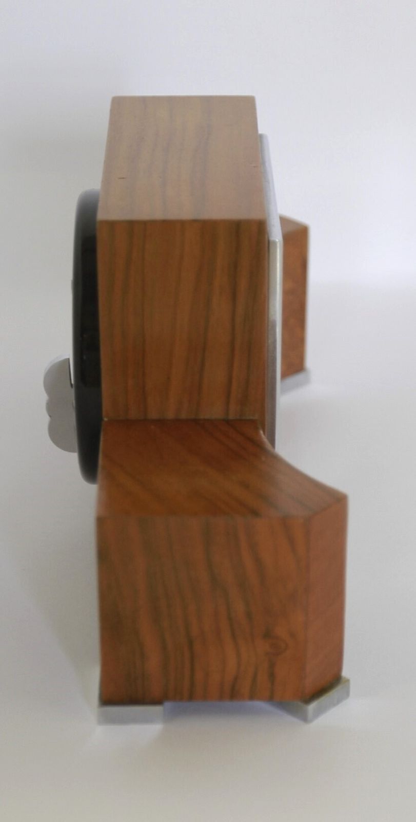 Art Deco Walnut & Chrome Elliott Mantel Clock 1930s photo vinterior