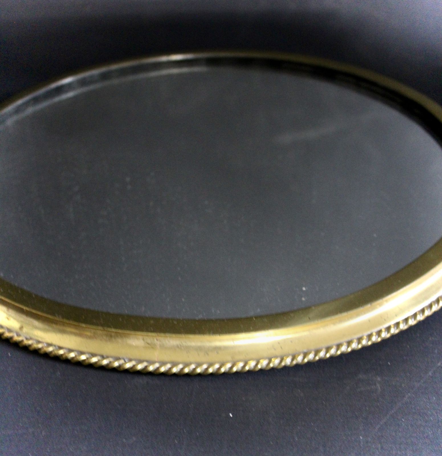 Circular Brass Ribbed Wall Mirror. photo 100.0