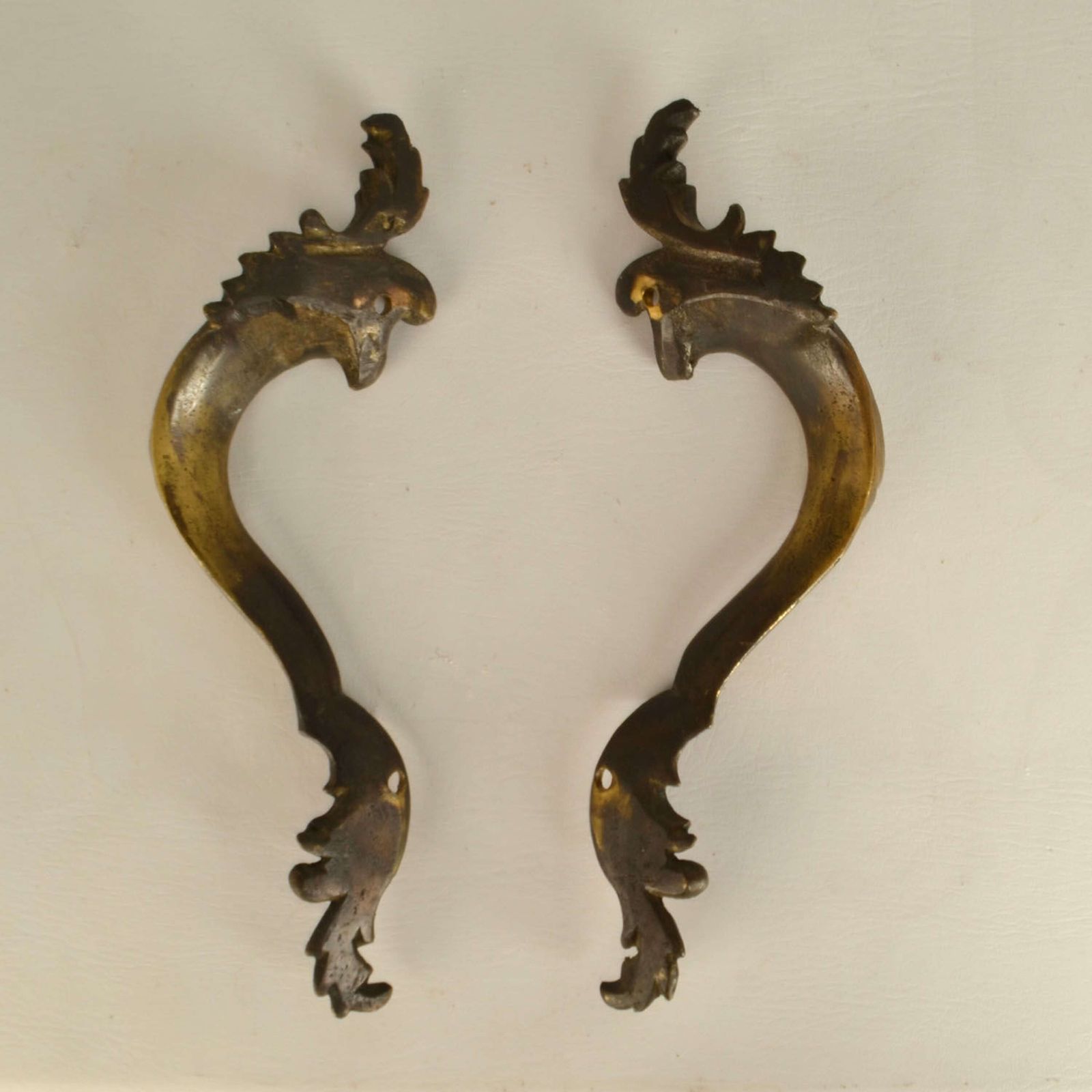 Double Pair Of Italian Baroque Push Pull Bronze Door Handles photo vintage