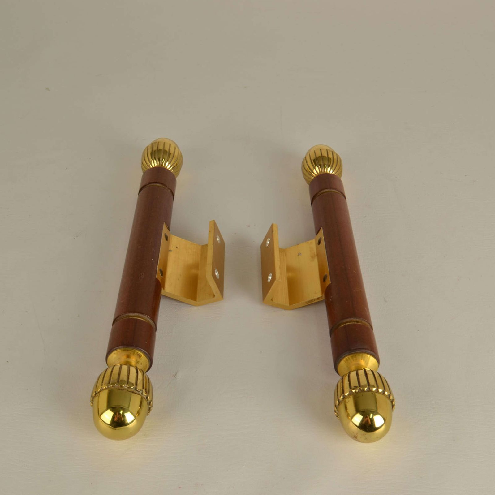 photo for sale Pair Of Classical Push Pull Door Handles In Bronze And Wood