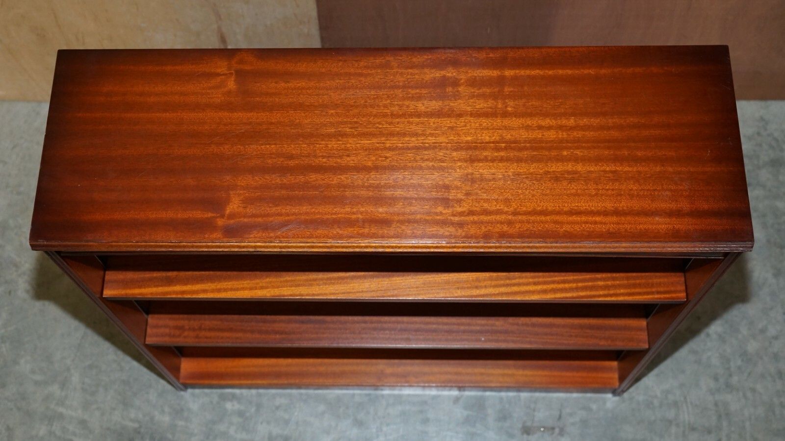 Pair Of Shaws Of London Flamed Mahogany Dwarf Open Library Bookcases Part Suite photo Furniture
