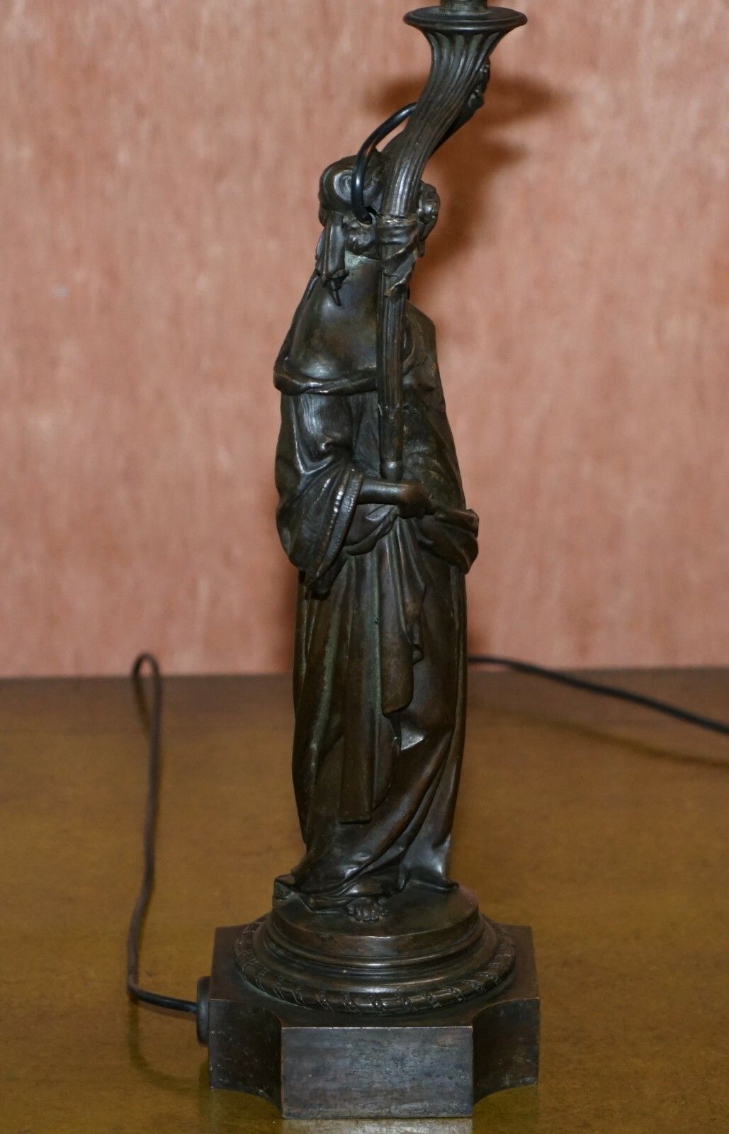Pair Of Late Victorian French Solid Bronze Table Lamps Of Art Nouveau Maidens photo vinterior