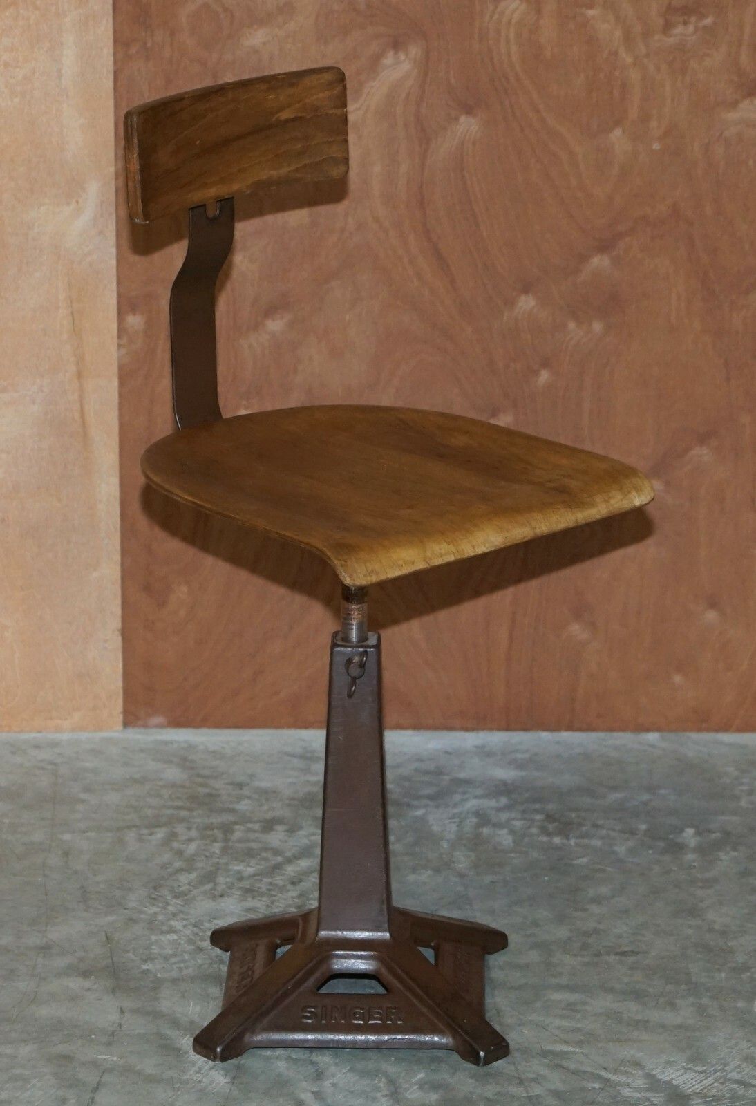 Pair Of Antique Singer Sewing Machine Work Chairs Height Adjustable Bar Stools photo vintage