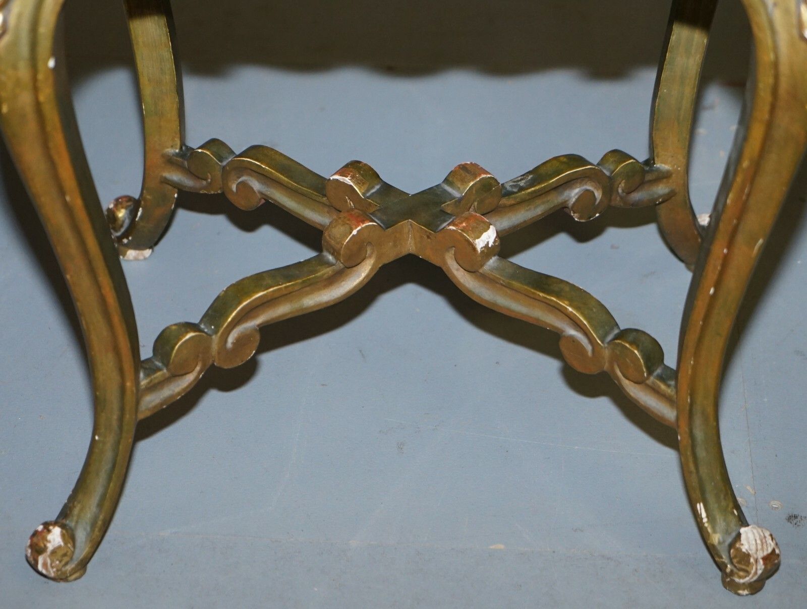 Pair Of French Circa 1860 Napoleon III Gold Giltwood Marble Topped Side Tables photo vinterior
