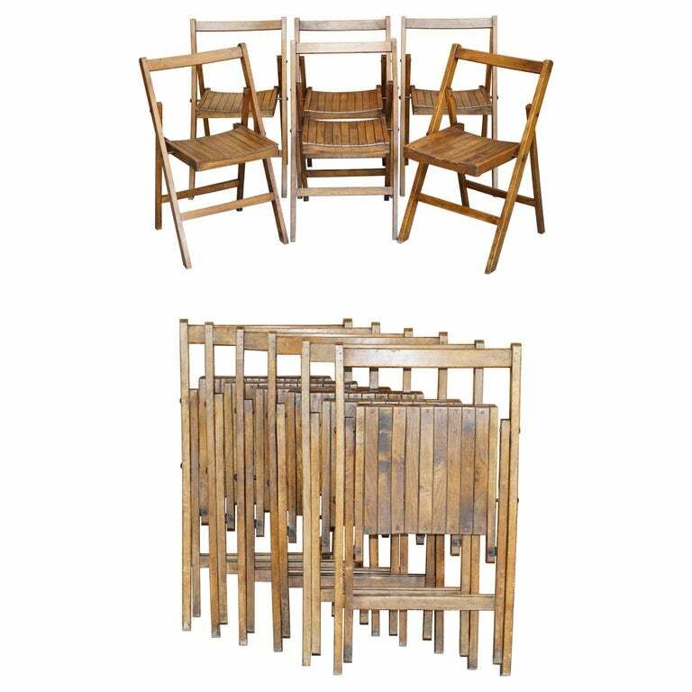 Suite Of Six English Oak Circa 1900 1920 Folding Steamer Chairs Stunning Patina