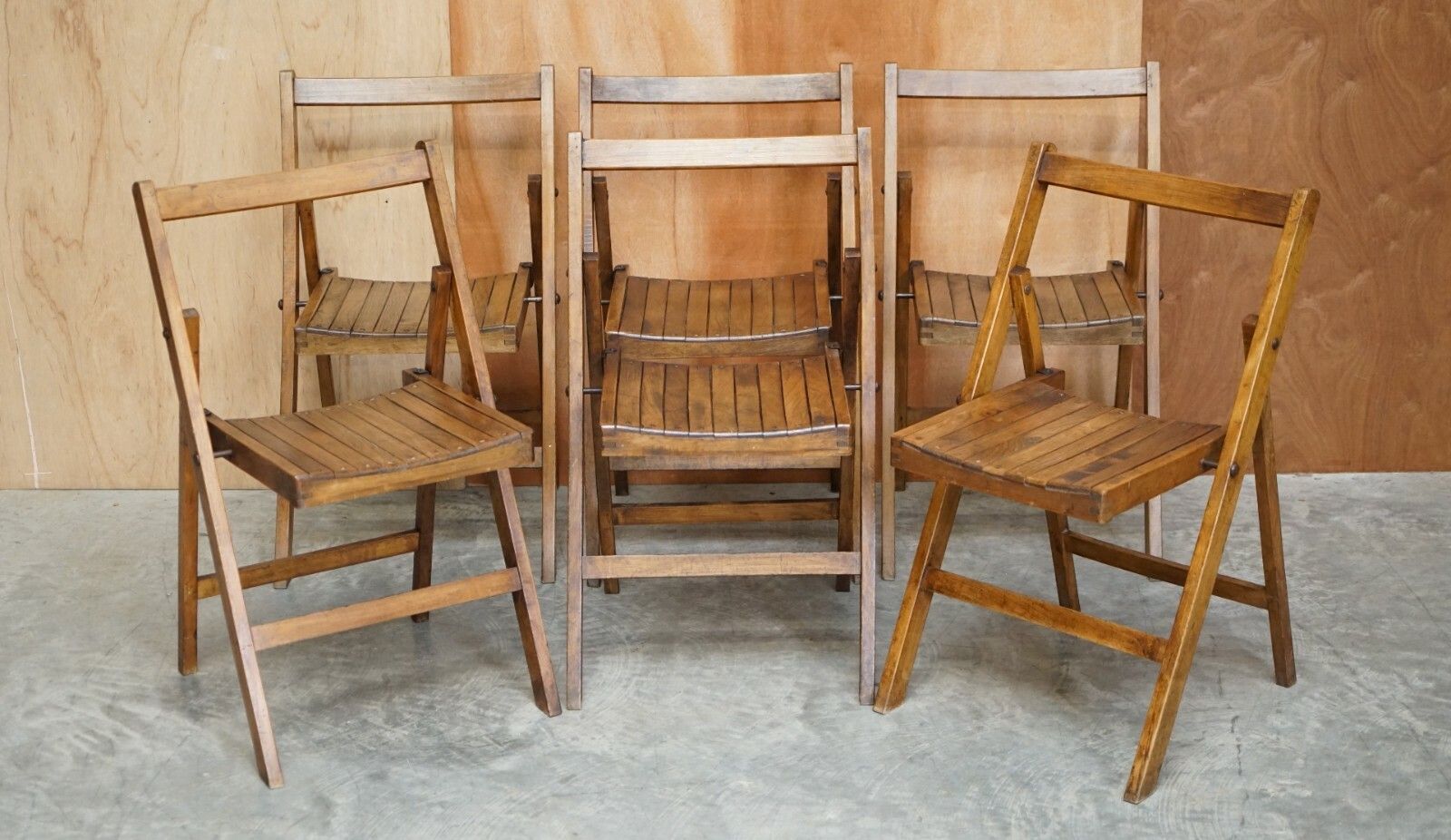 Suite Of Six English Oak Circa 1900 1920 Folding Steamer Chairs Stunning Patina photo for sale