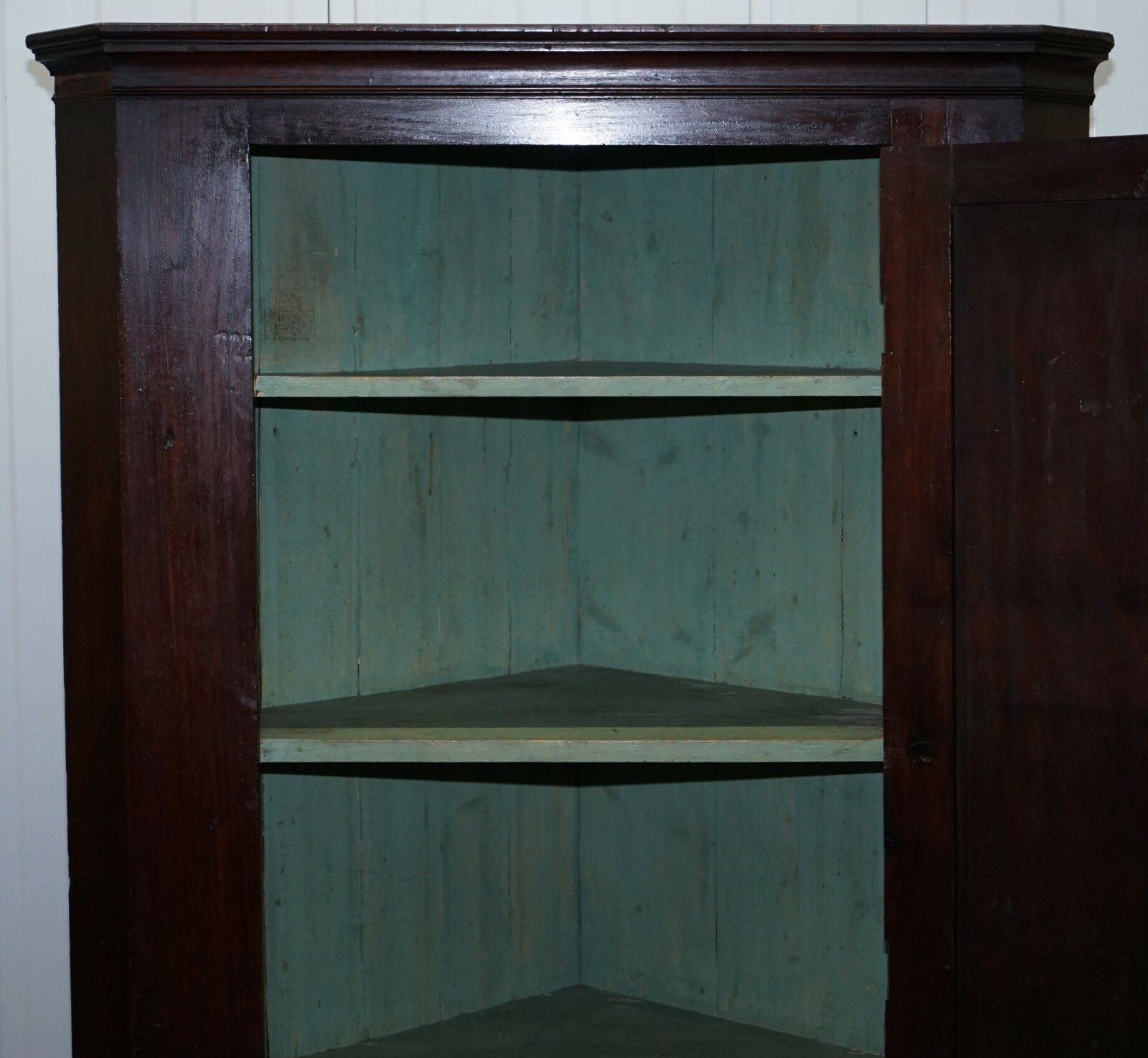 Furniture Original George III Circa 1760 Solid Mahogany Corner Cupboard Large Bookcase photo