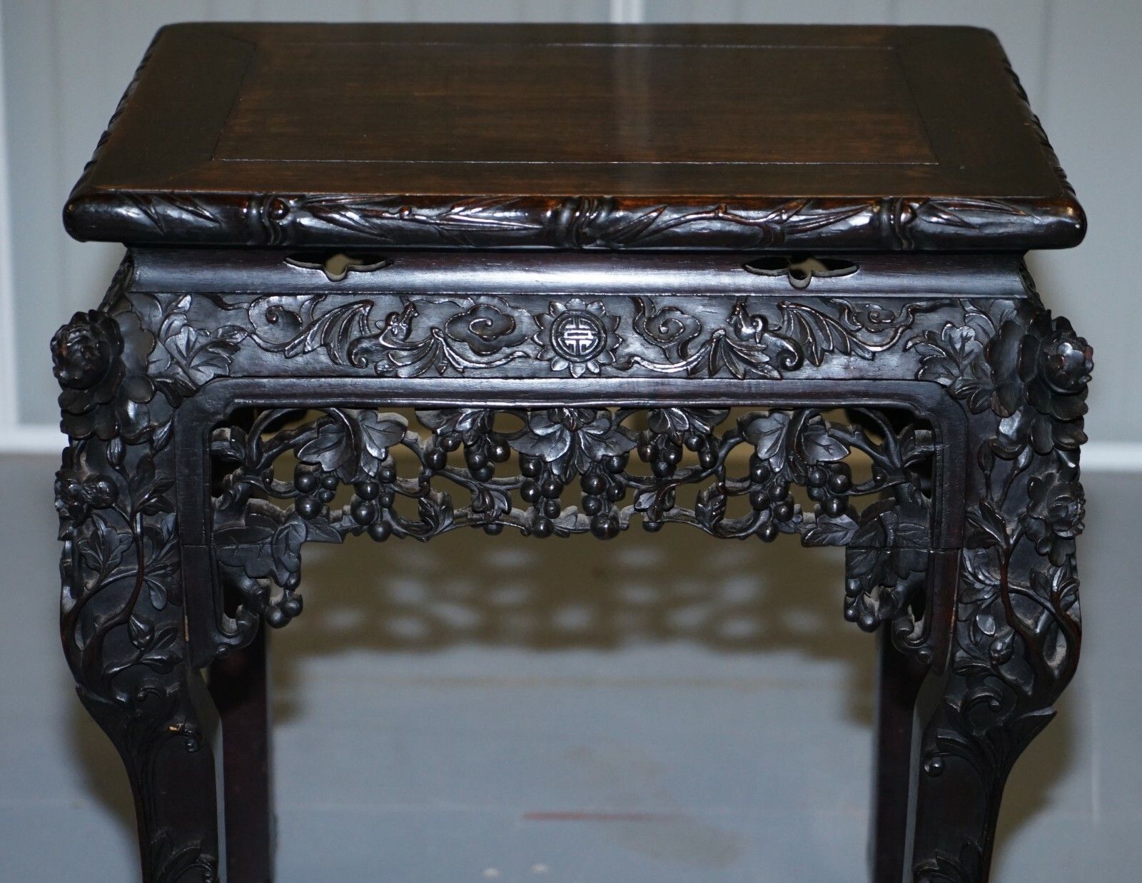 Very Rare 19th Century Hand Carved Qing Dynasty Chinese Hongmu Jardiniere Stand photo Home Decor